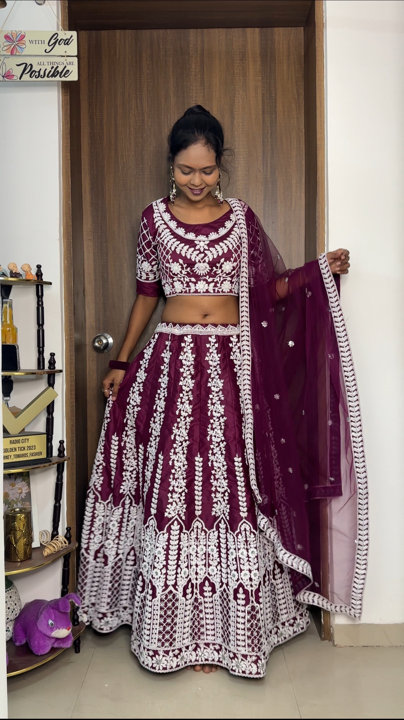 Purple Fully Stitched Lehenga Set