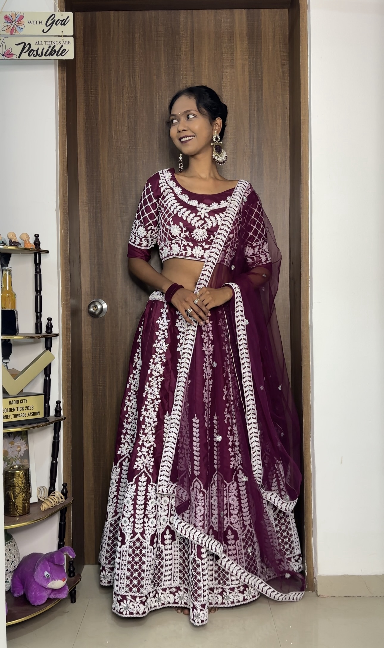 Purple Fully Stitched Lehenga Set