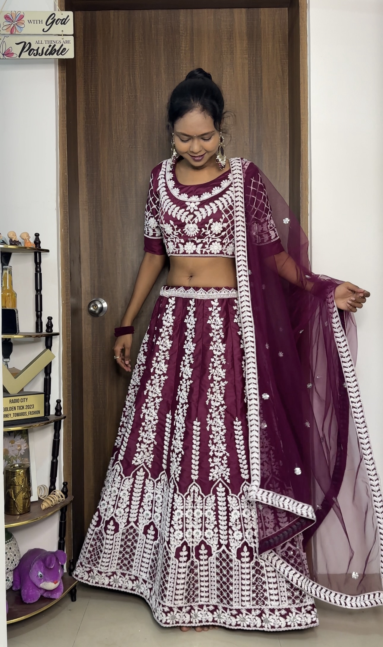 Purple Fully Stitched Lehenga Set