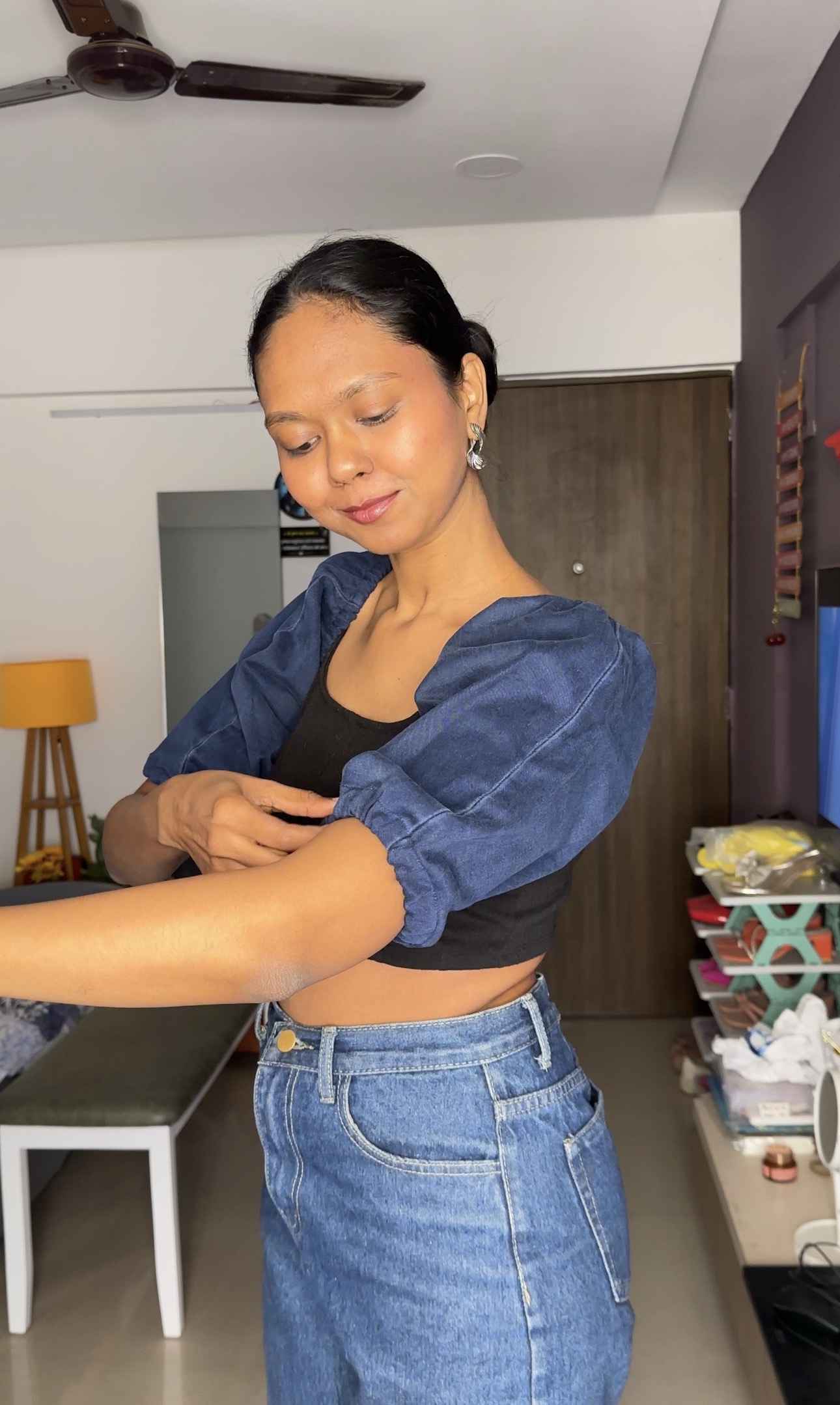Denim Puff Sleeves