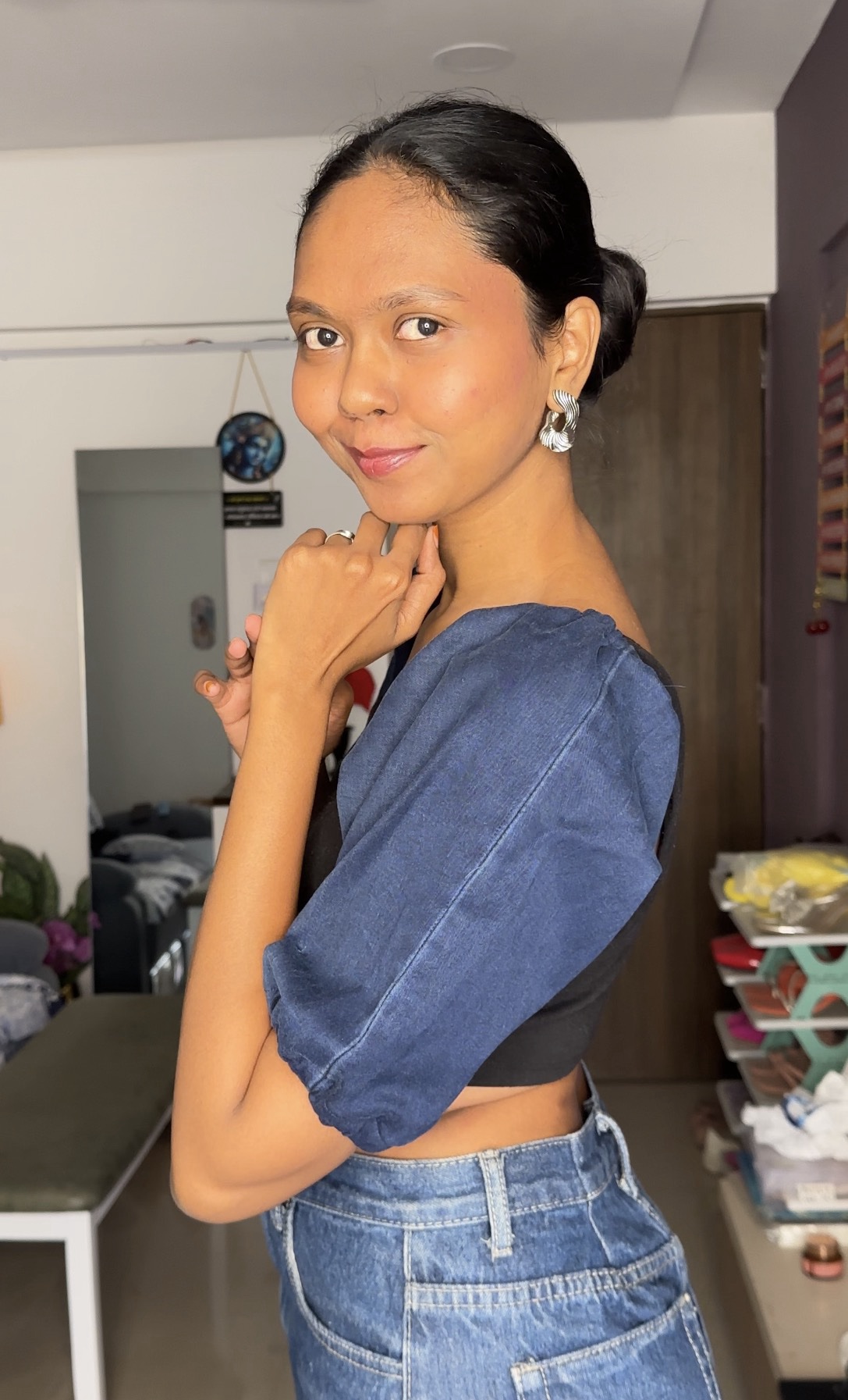 Denim Puff Sleeves