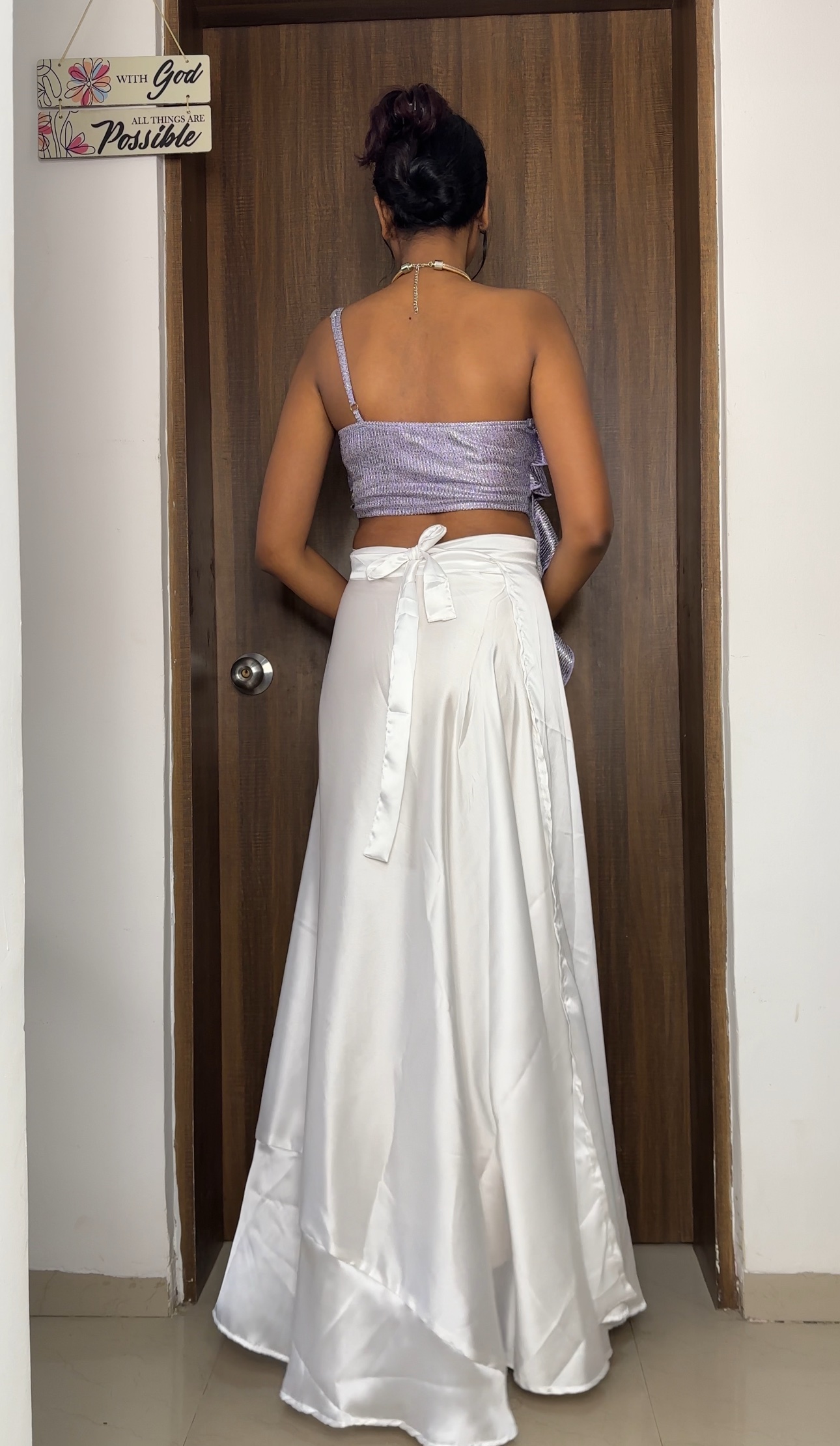 White Satin Wrap Skirt