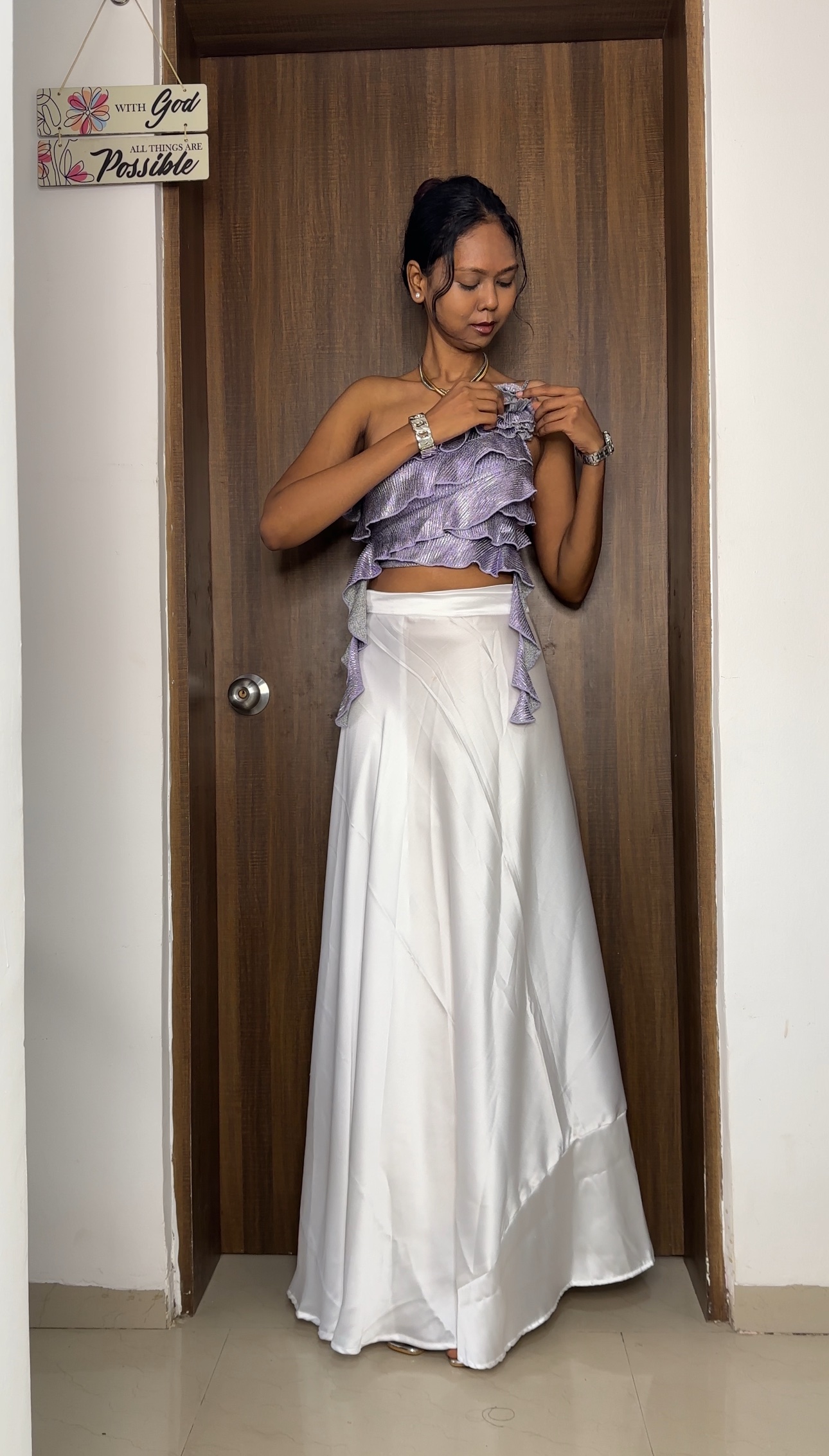 White Satin Wrap Skirt