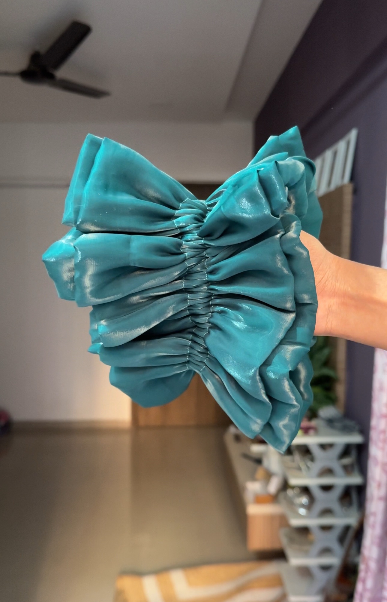 Green organza Ruffle Sleeves