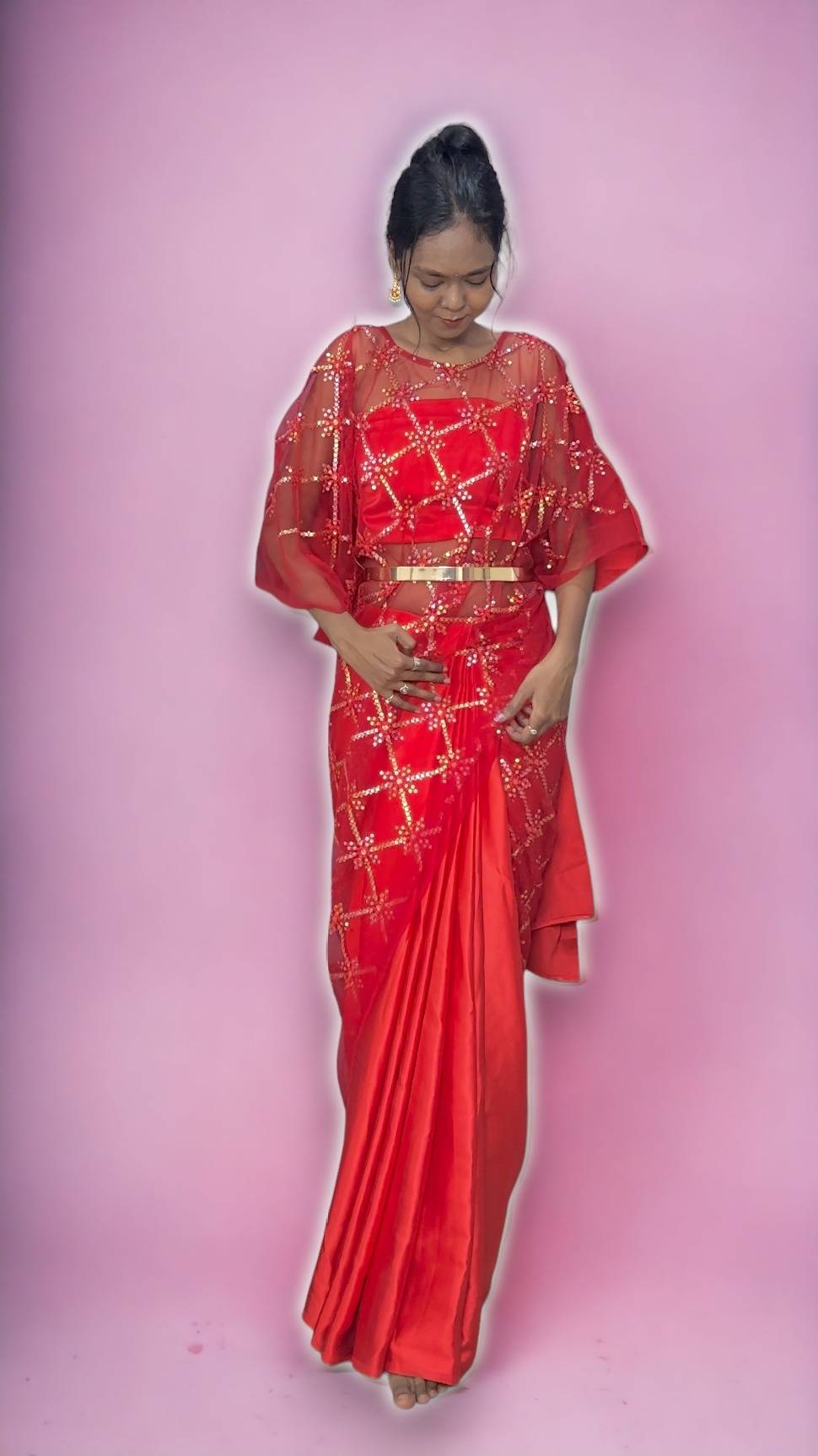 Red Kaftan Saree