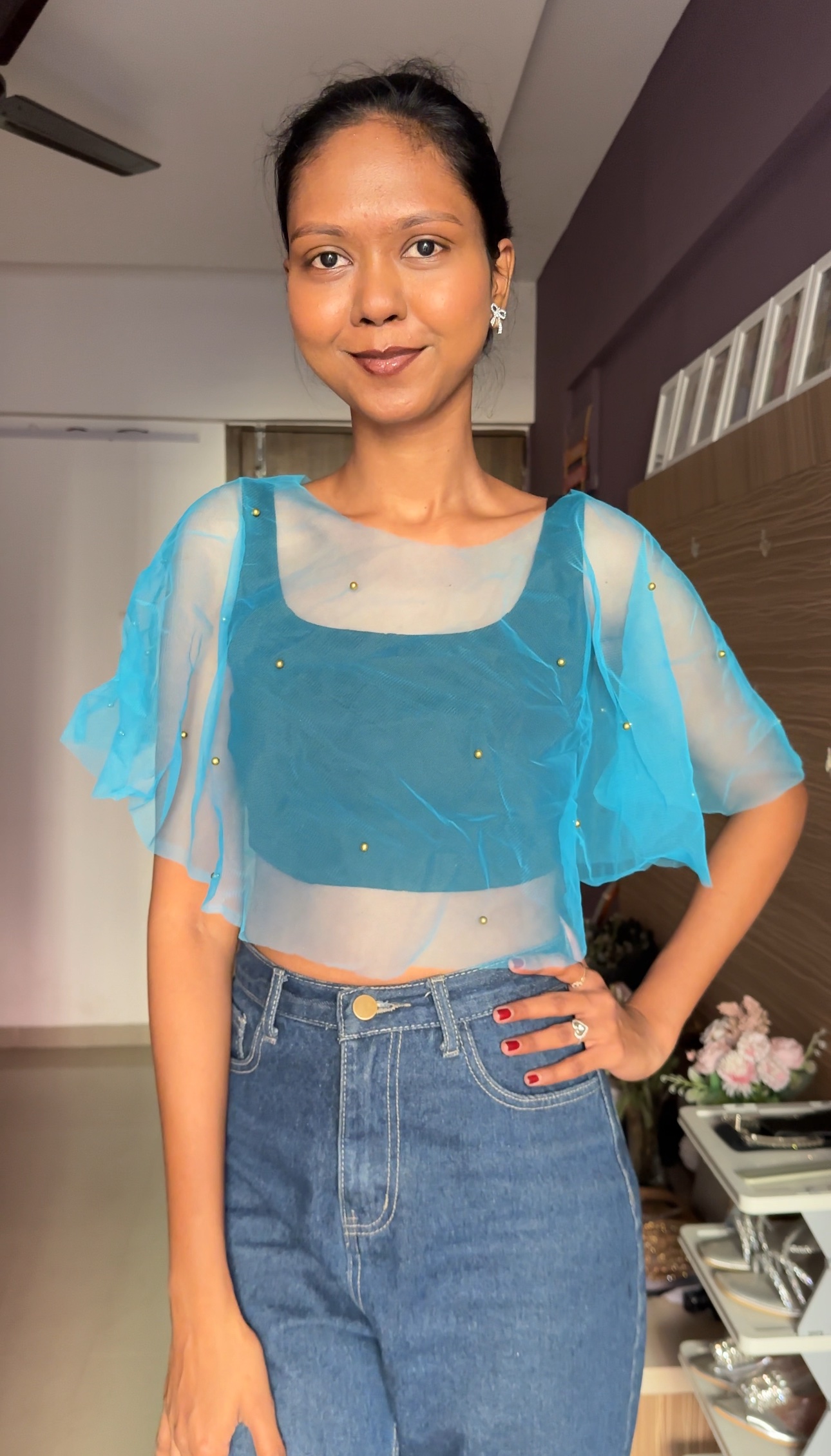 Powder Blue Net Cape