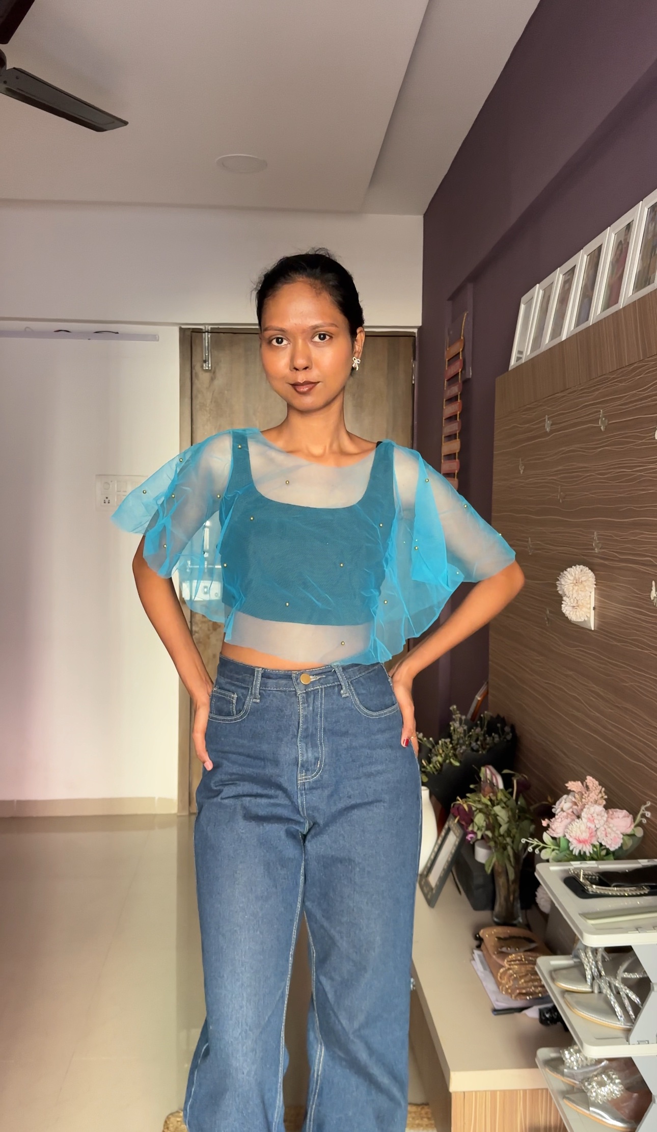 Powder Blue Net Cape