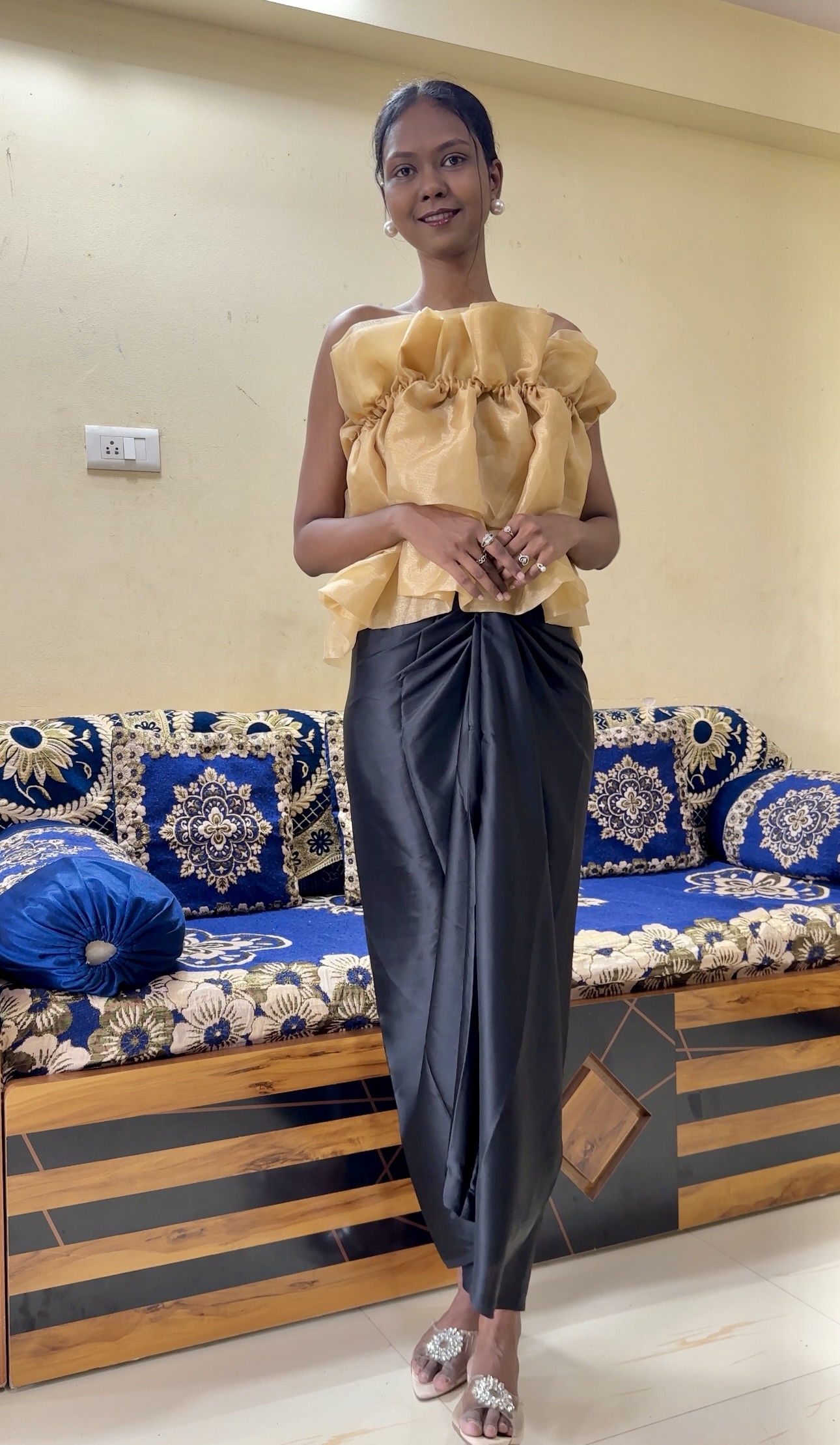 Golden Organza Multistyle Top