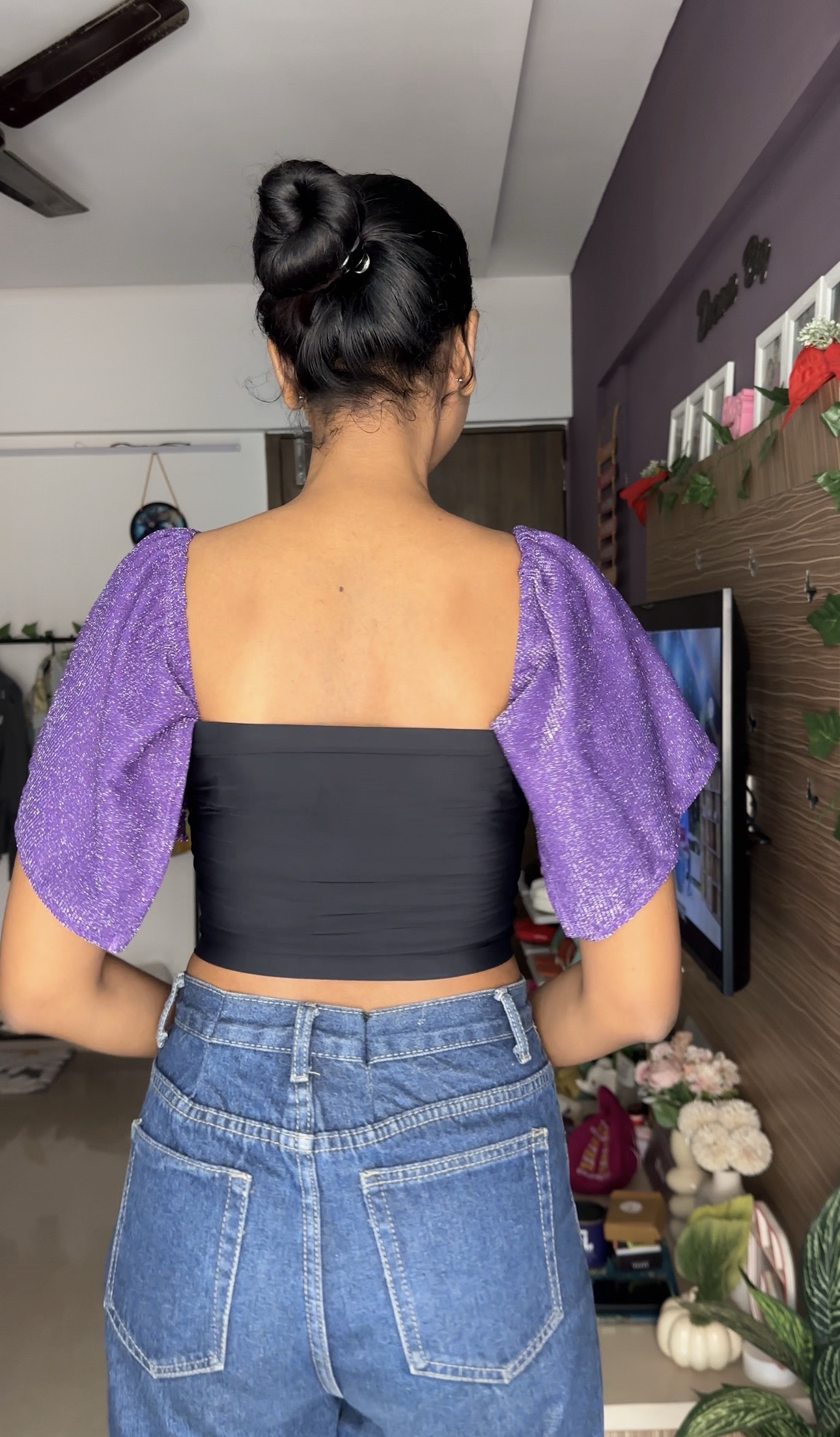 Purple Glitter Detachable Bra Straps Sleeves