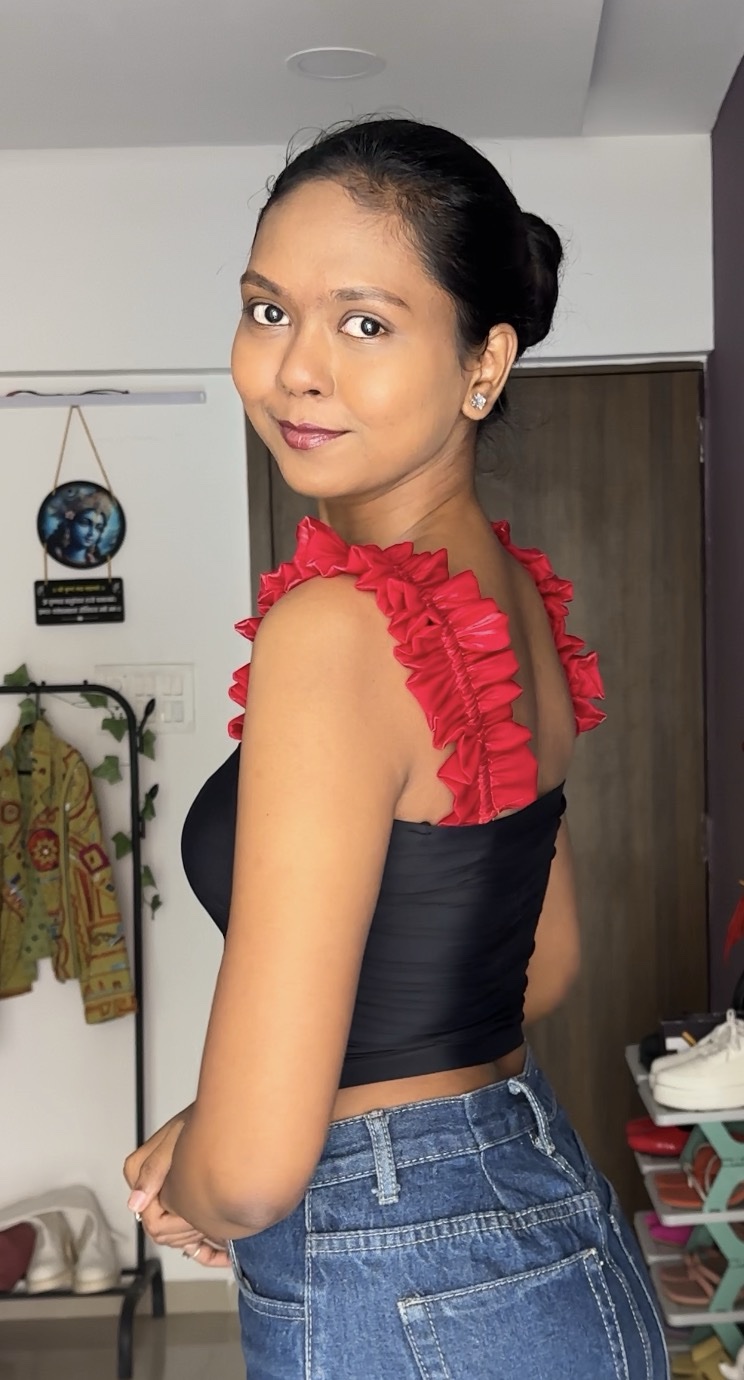 Red Organza Detachable Ruffle Bra Straps Sleeves