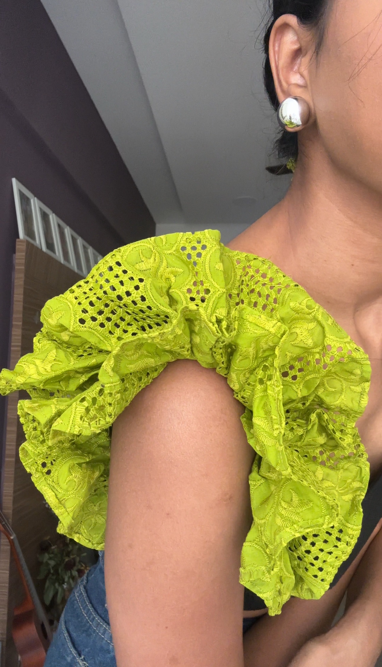 Light Olive Green Cut work sleeves