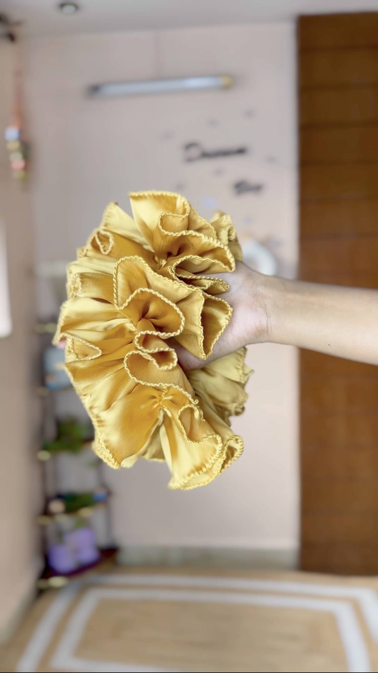Golden Satin Ruffle Sleeves