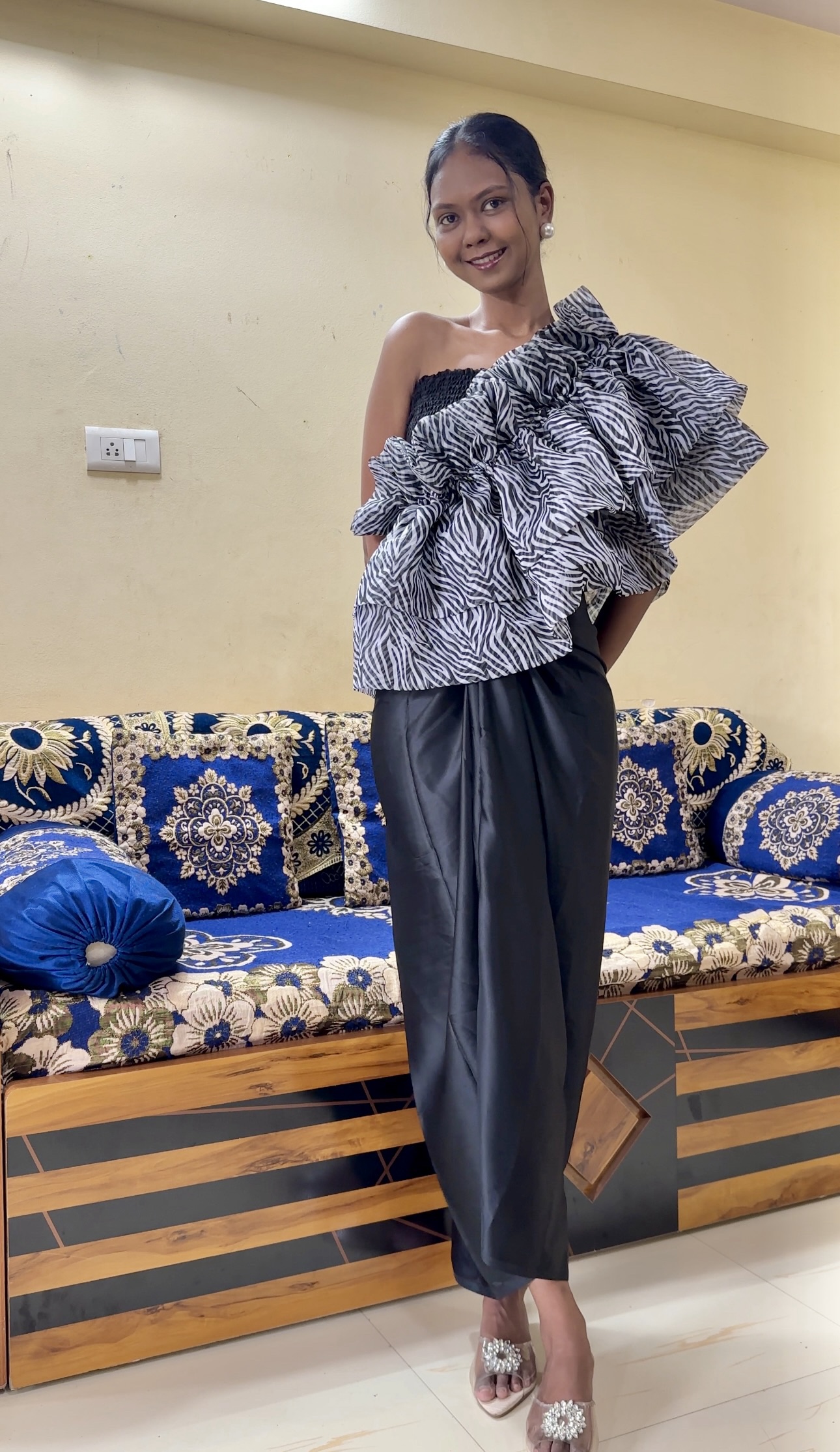 Zebra Print Organza Multistyle Top