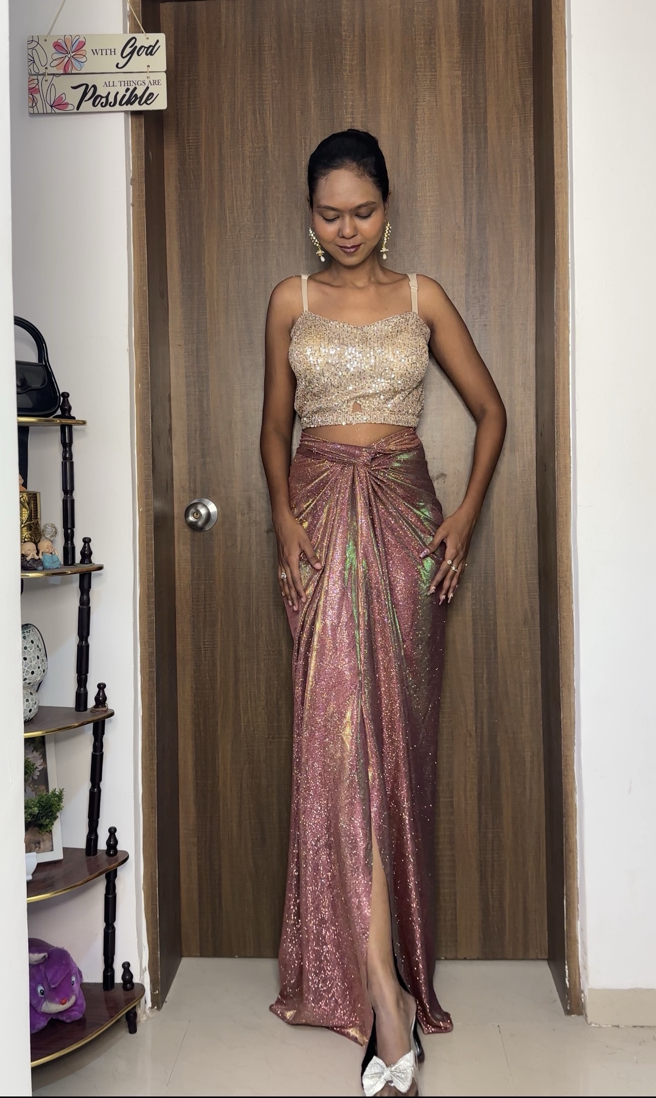 Coral Shimmer Reversible Skirt