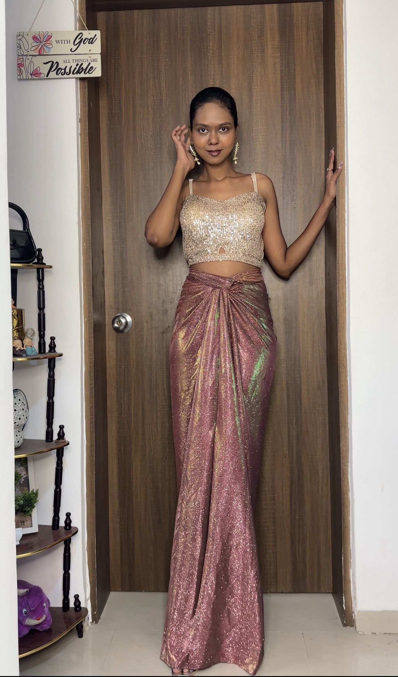 Coral Shimmer Reversible Skirt