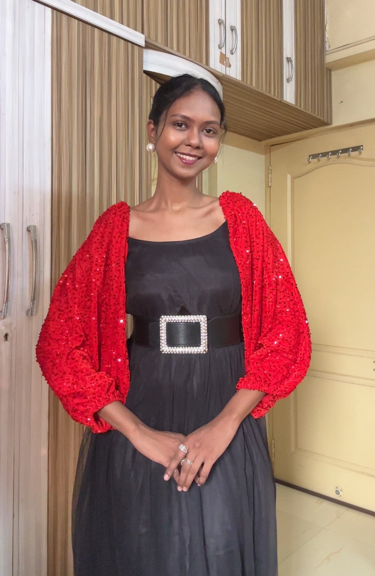 Detachable Red Sequin Sleeves