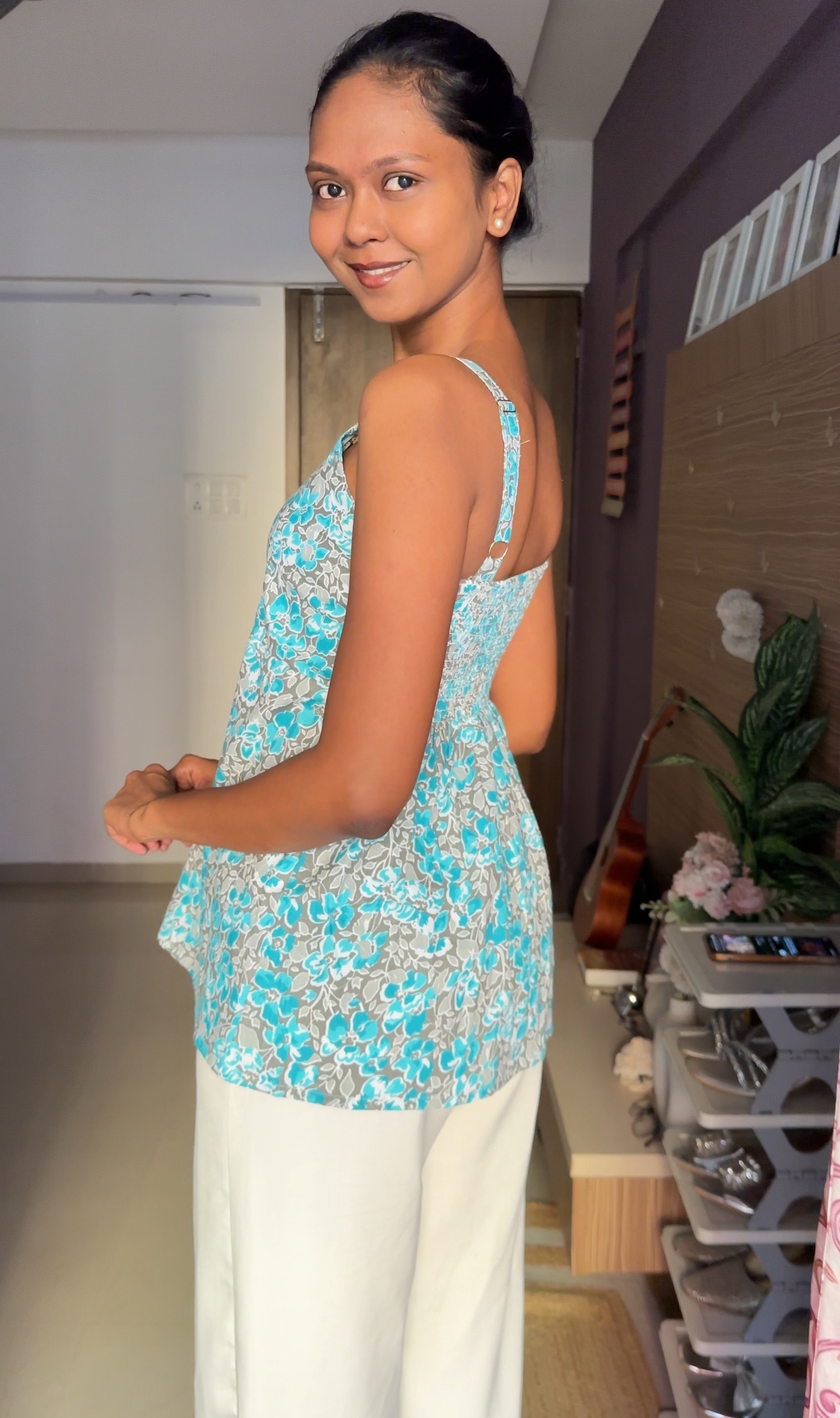 Teal Cotton Short Kurti