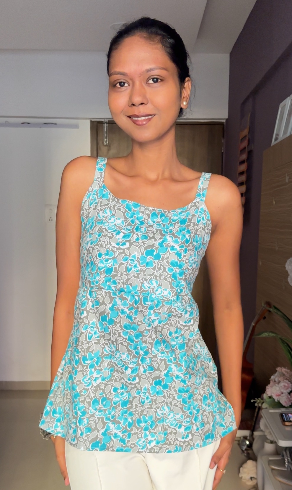 Teal Cotton Short Kurti