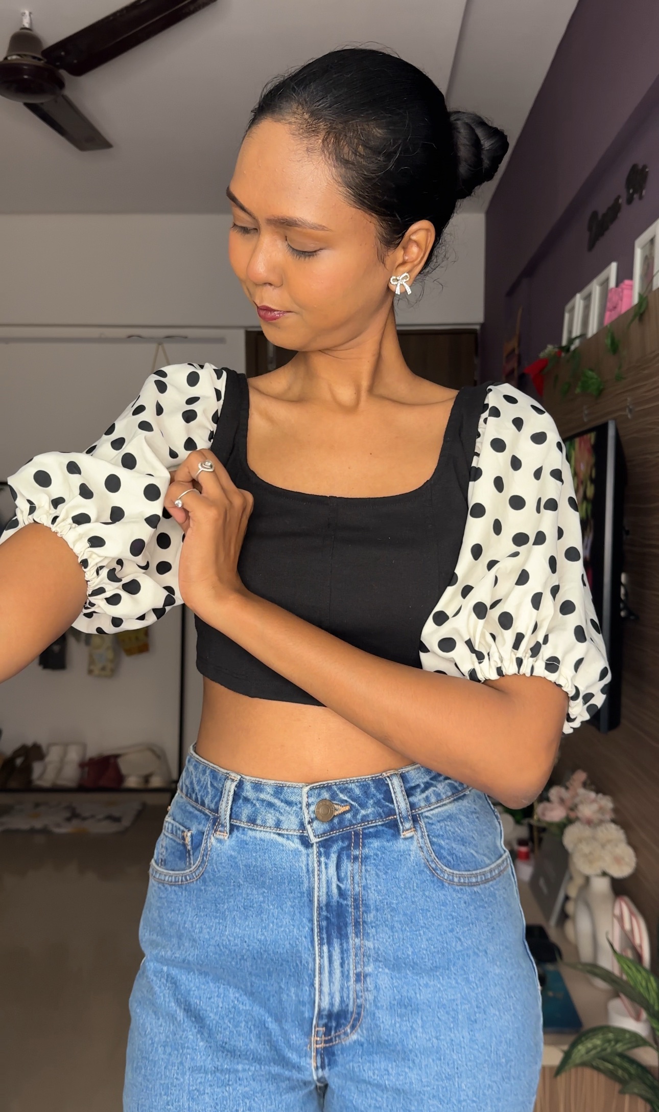 Blue Stretchable Short Sleeves