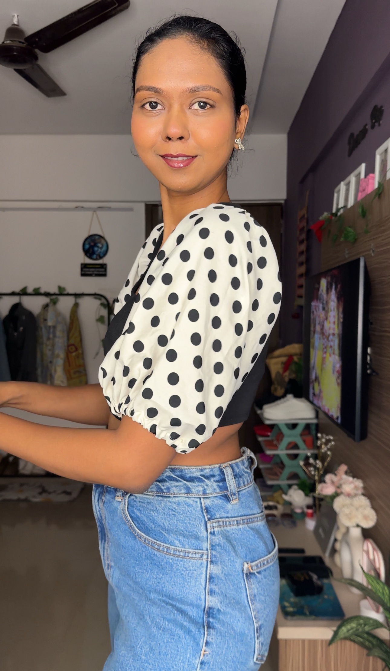 Blue Stretchable Short Sleeves