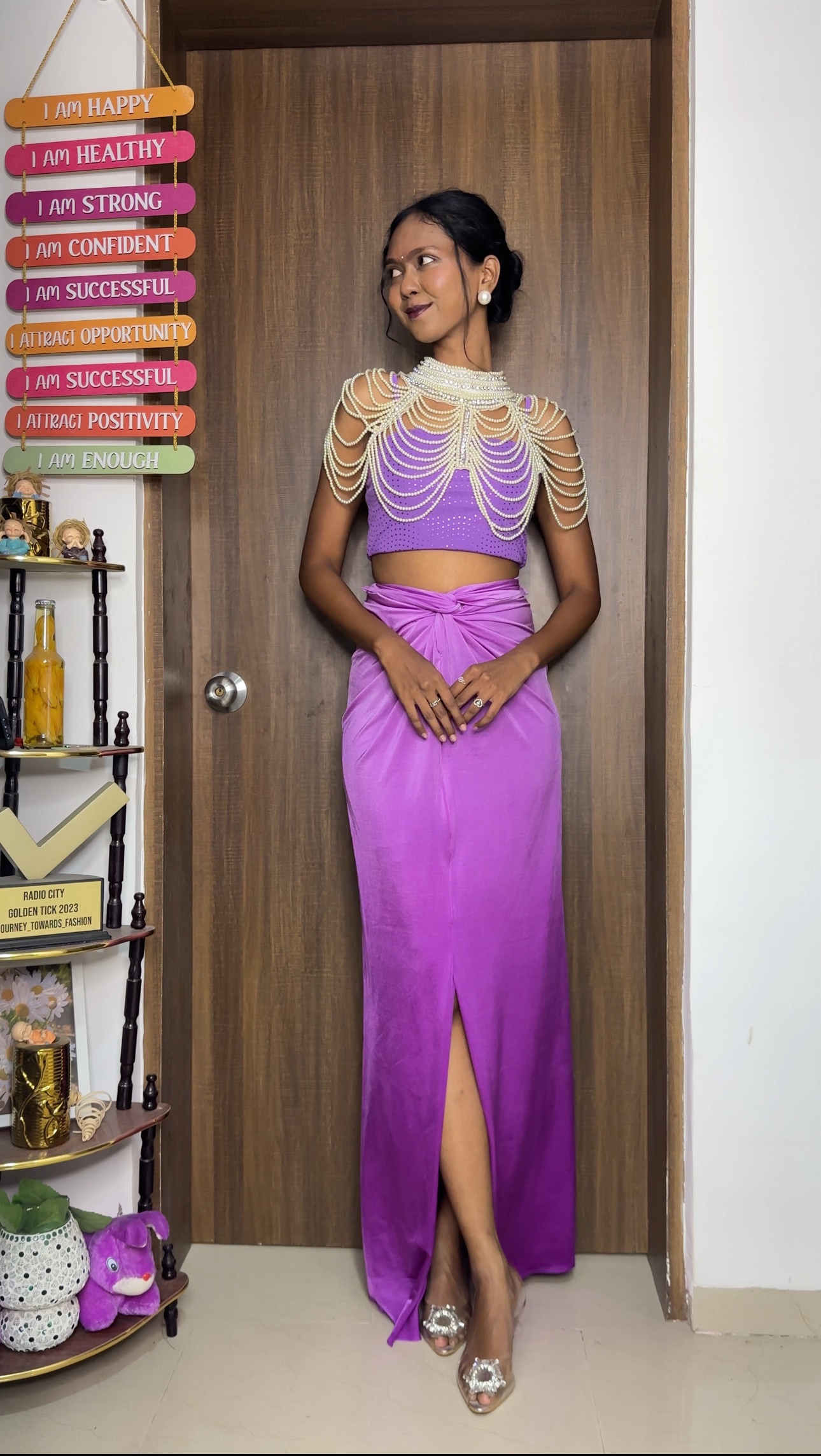 Lavender Shading Style Lycra Skirt