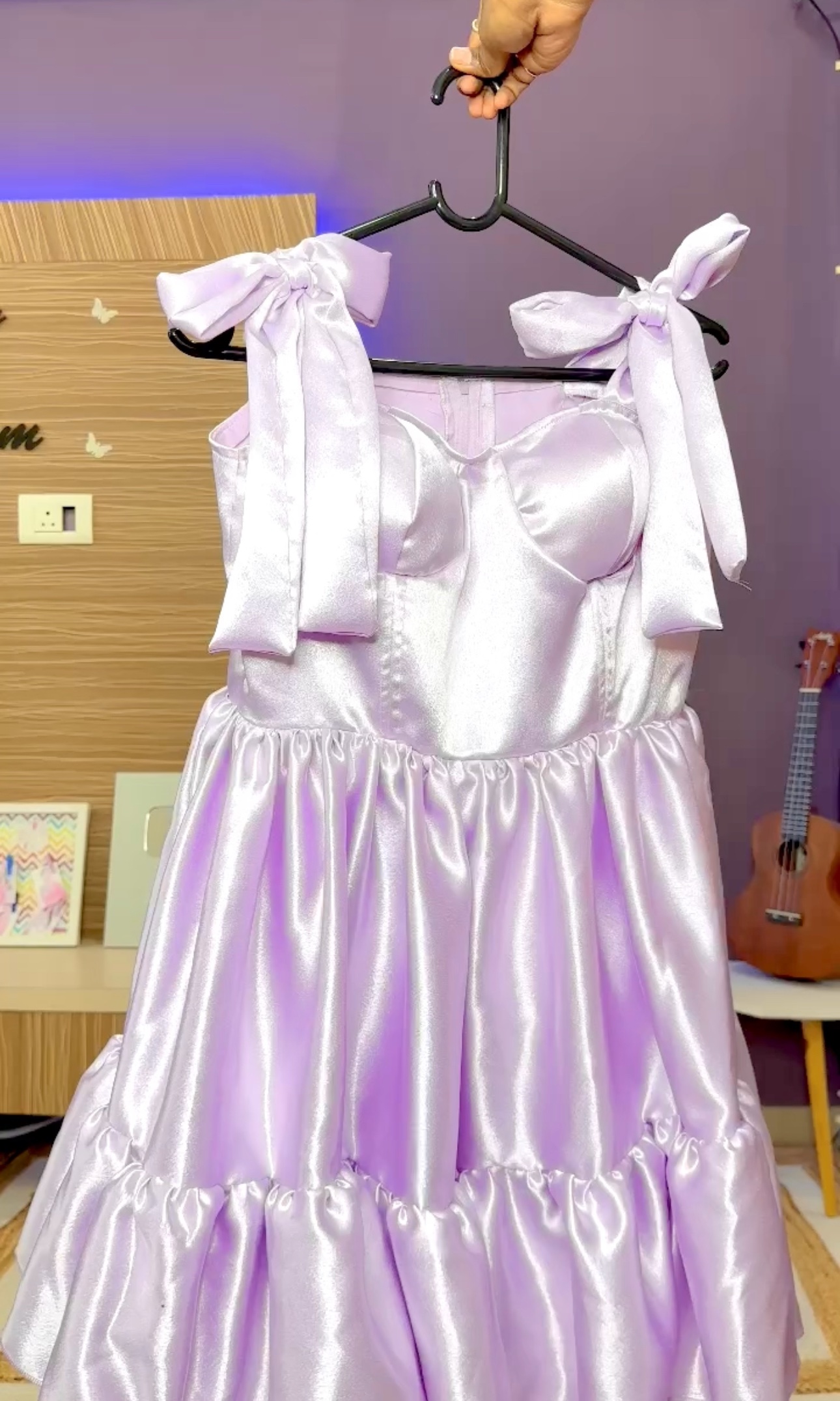 Padded Lilac Ruffle Skater Dress