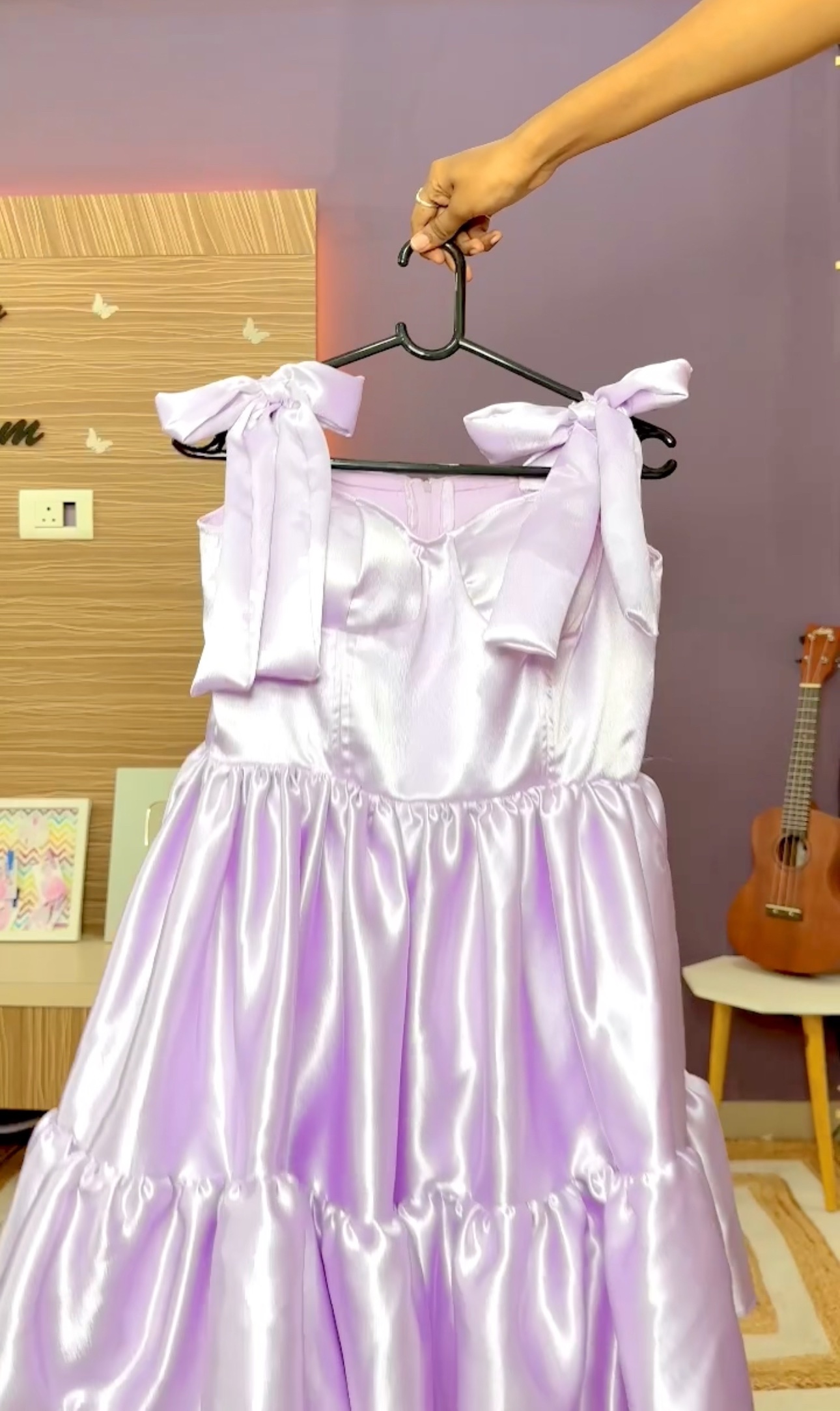 Padded Lilac Ruffle Skater Dress