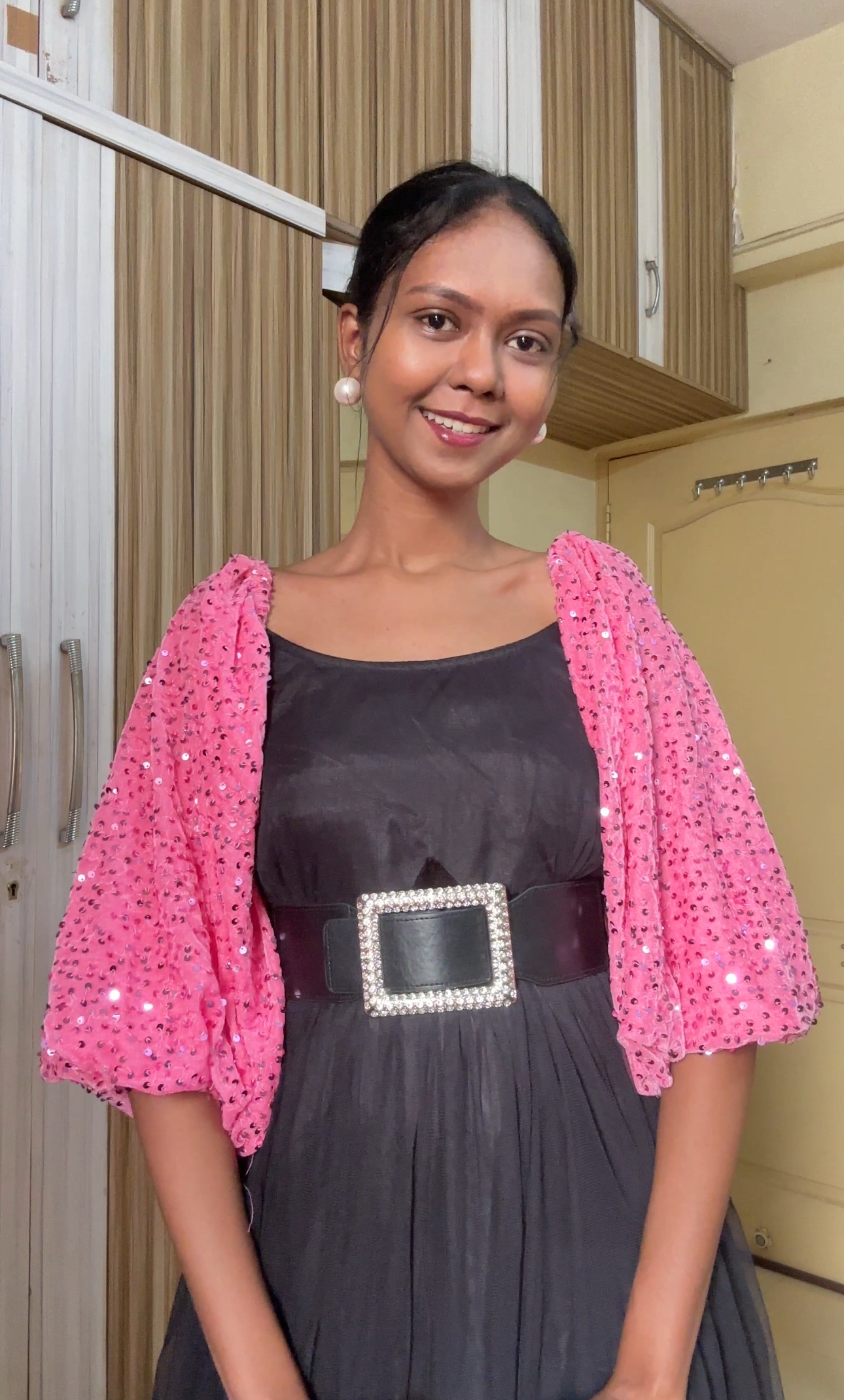 Detachable Pink Sequin Sleeves