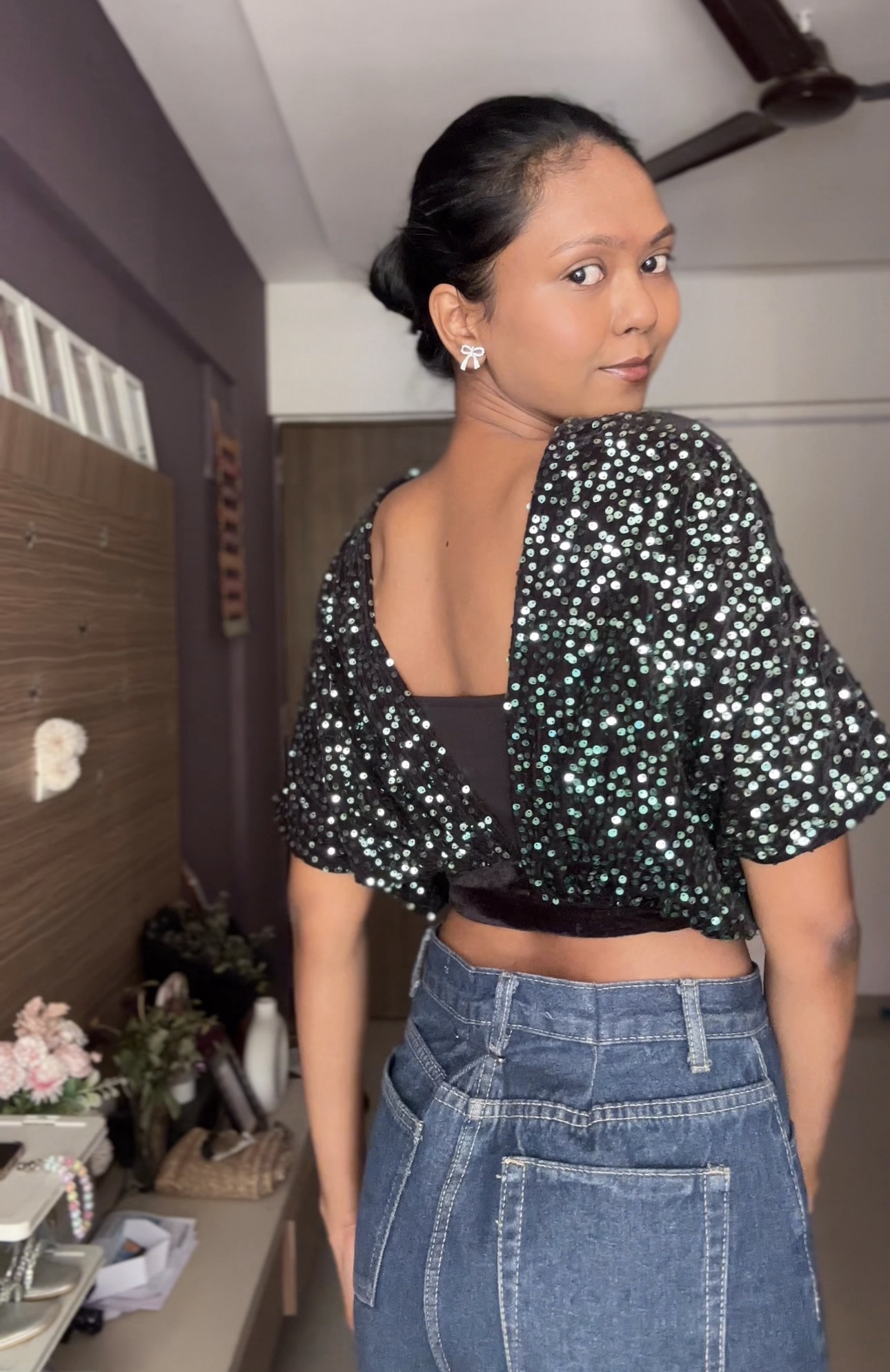Green Sequin Detachable Top