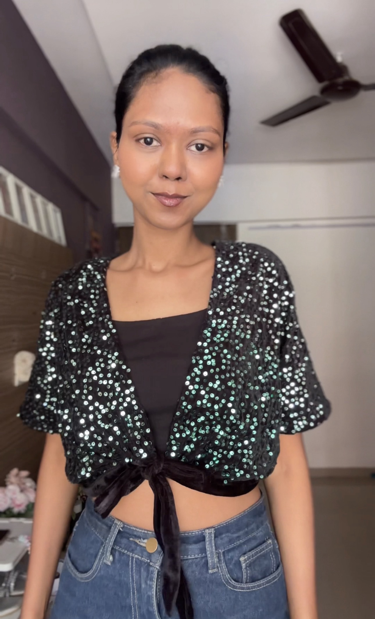 Green Sequin Detachable Top