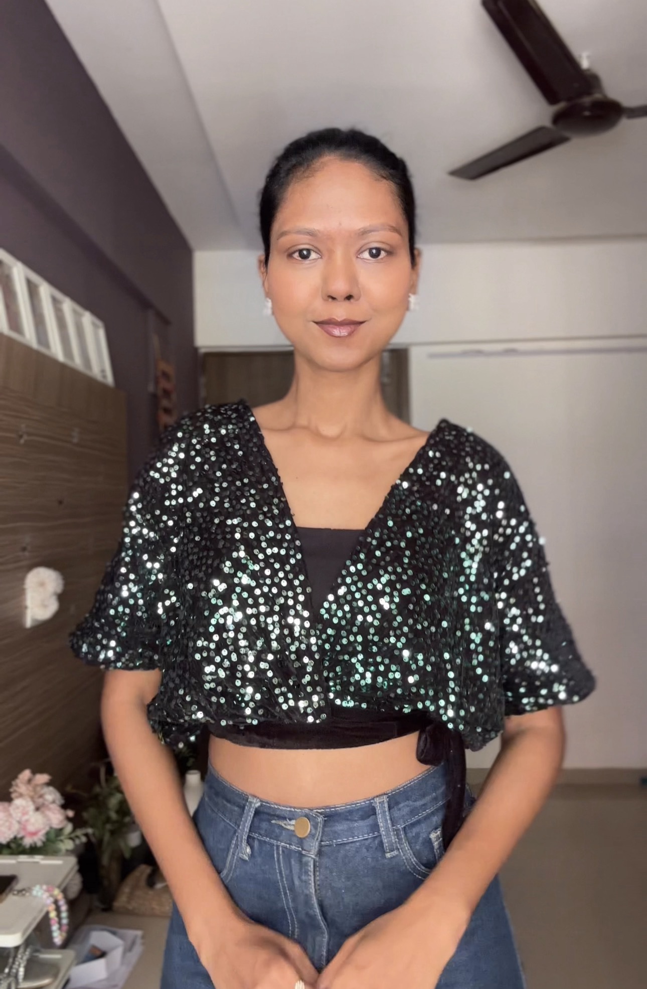 Green Sequin Detachable Top