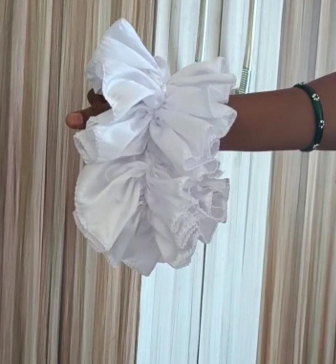 White Satin Ruffle Sleeves