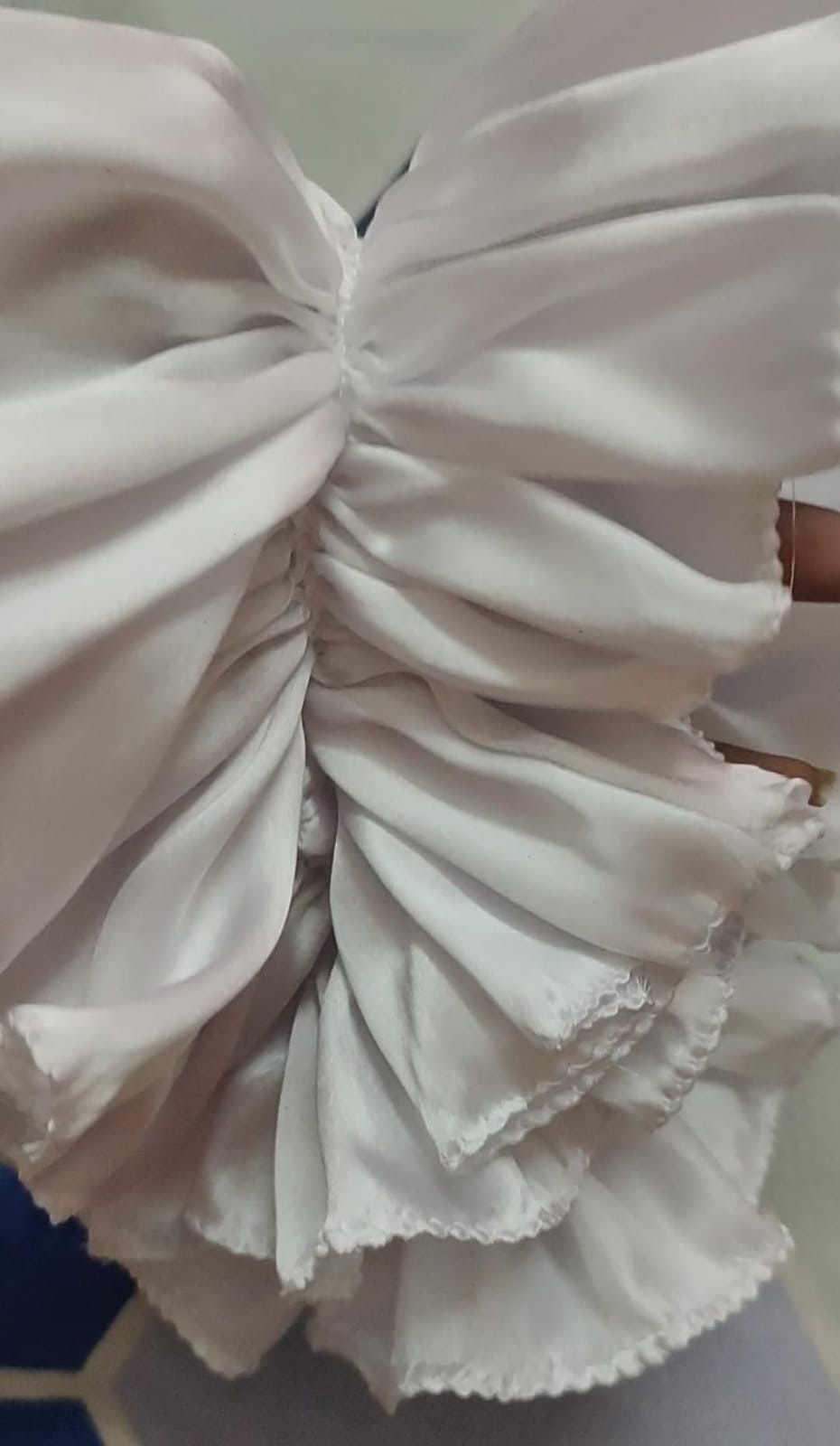 White Satin Ruffle Sleeves