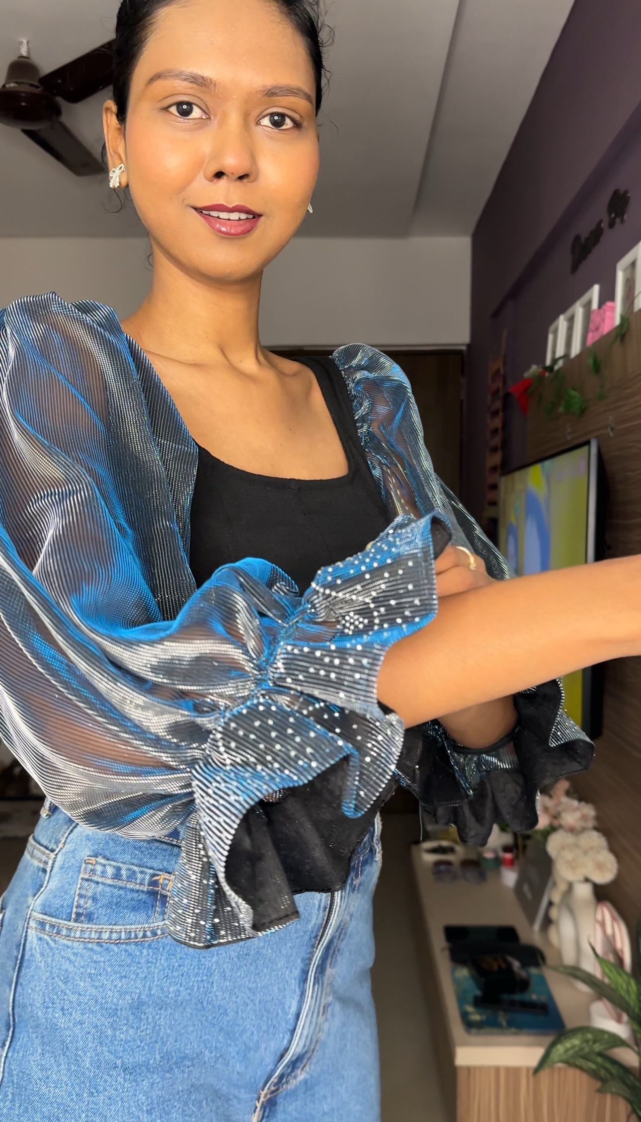 Blue Holographic Detachable Sleeves