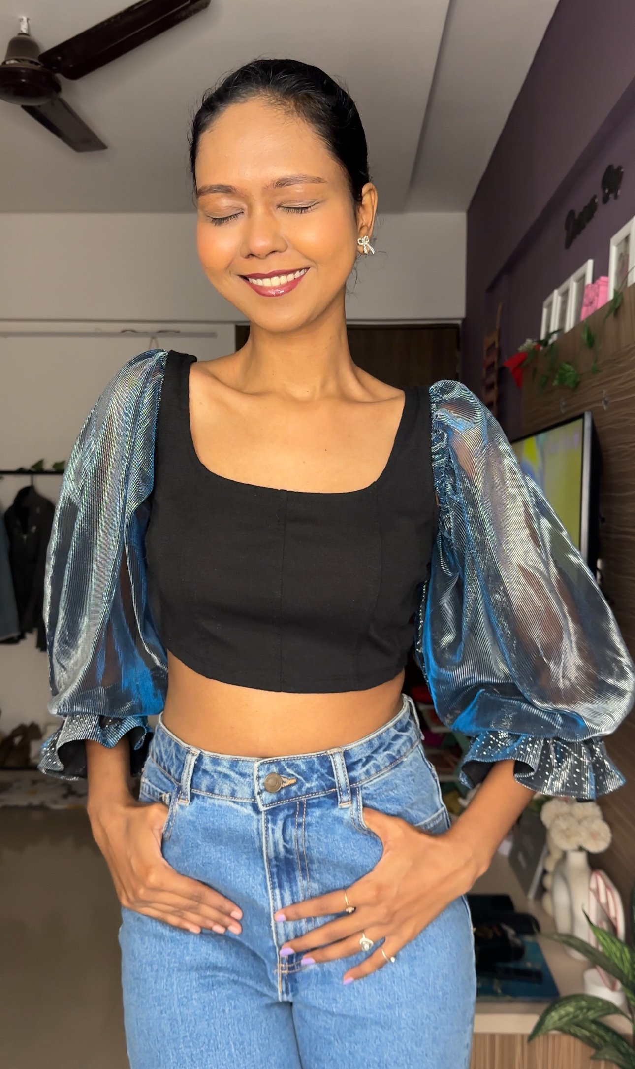 Blue Holographic Detachable Sleeves