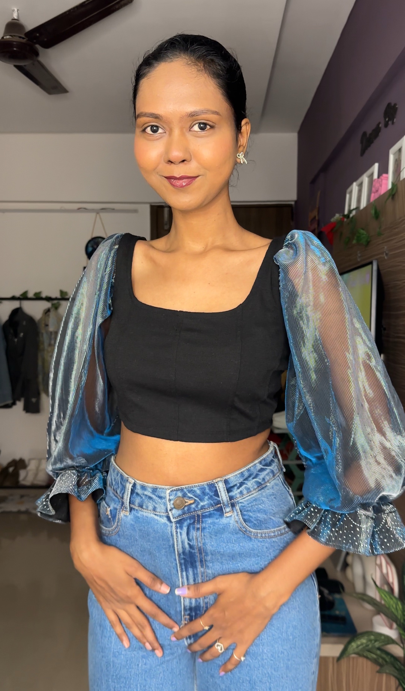 Blue Holographic Detachable Sleeves