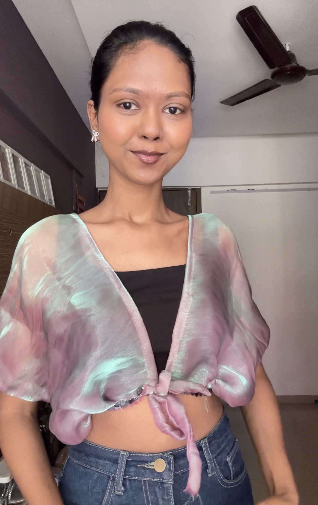 Shiny Organza Detachable Top