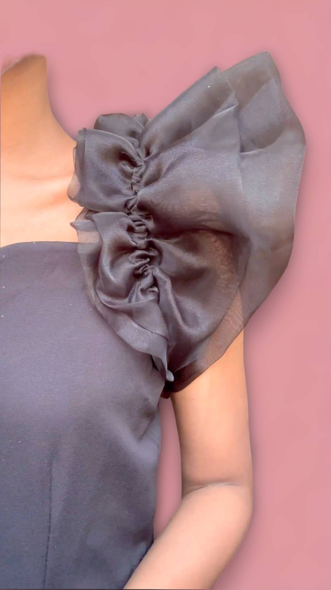 Black organza Ruffle Detachable Sleeves
