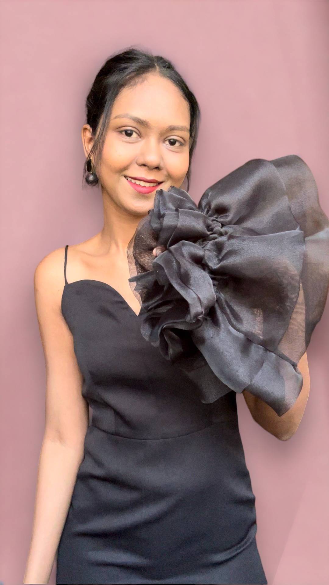 Black organza Ruffle Detachable Sleeves