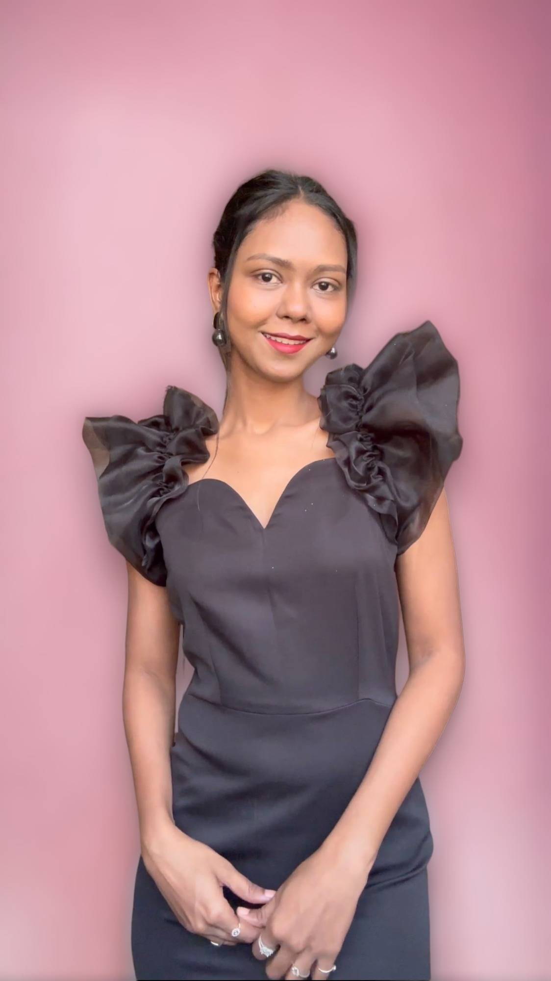 Black organza Ruffle Detachable Sleeves