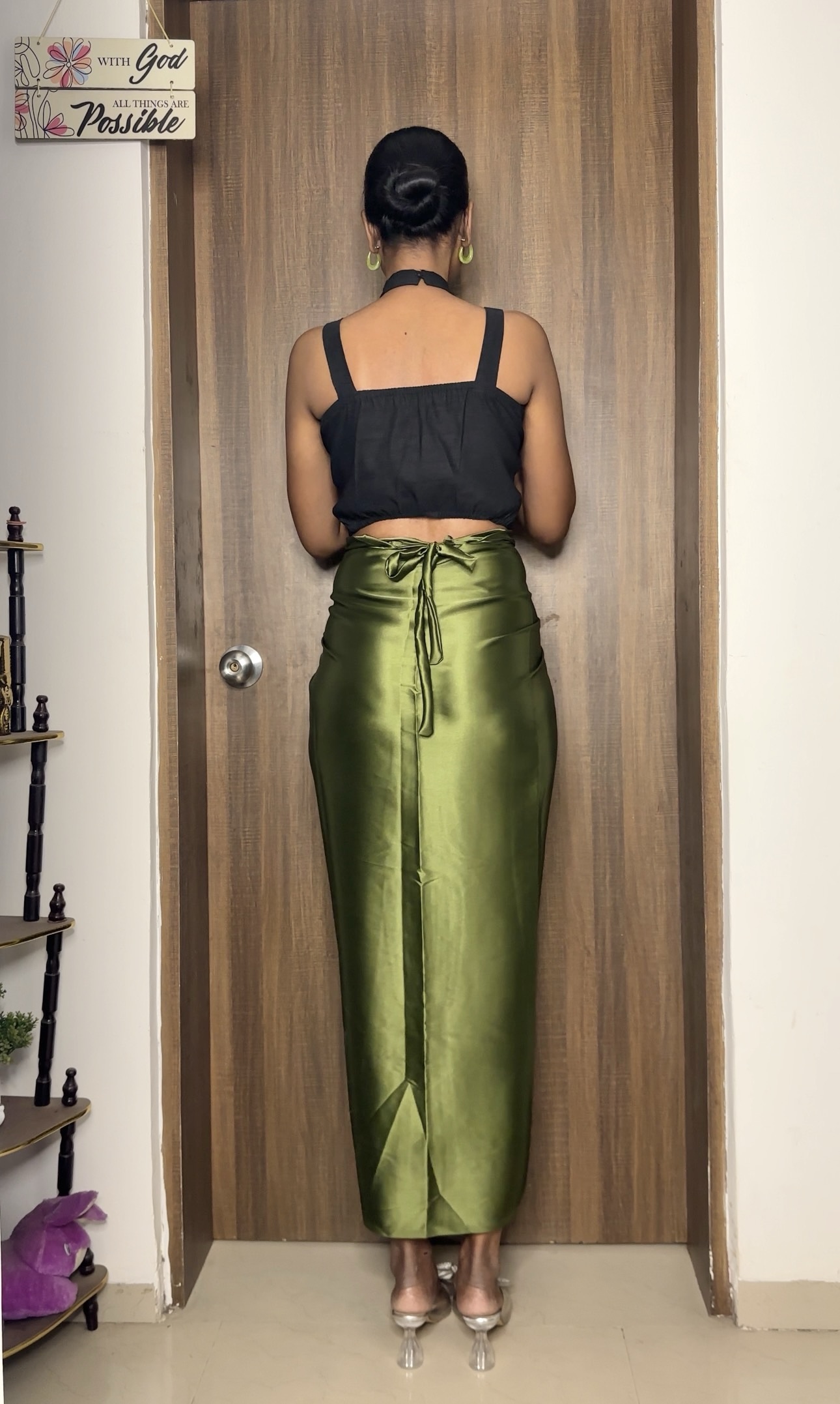 Olive Green Satin Multiway Skirt