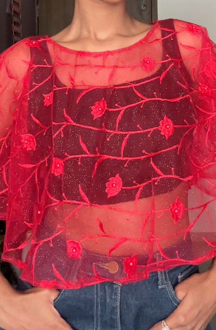 Pink Embroidered Cape