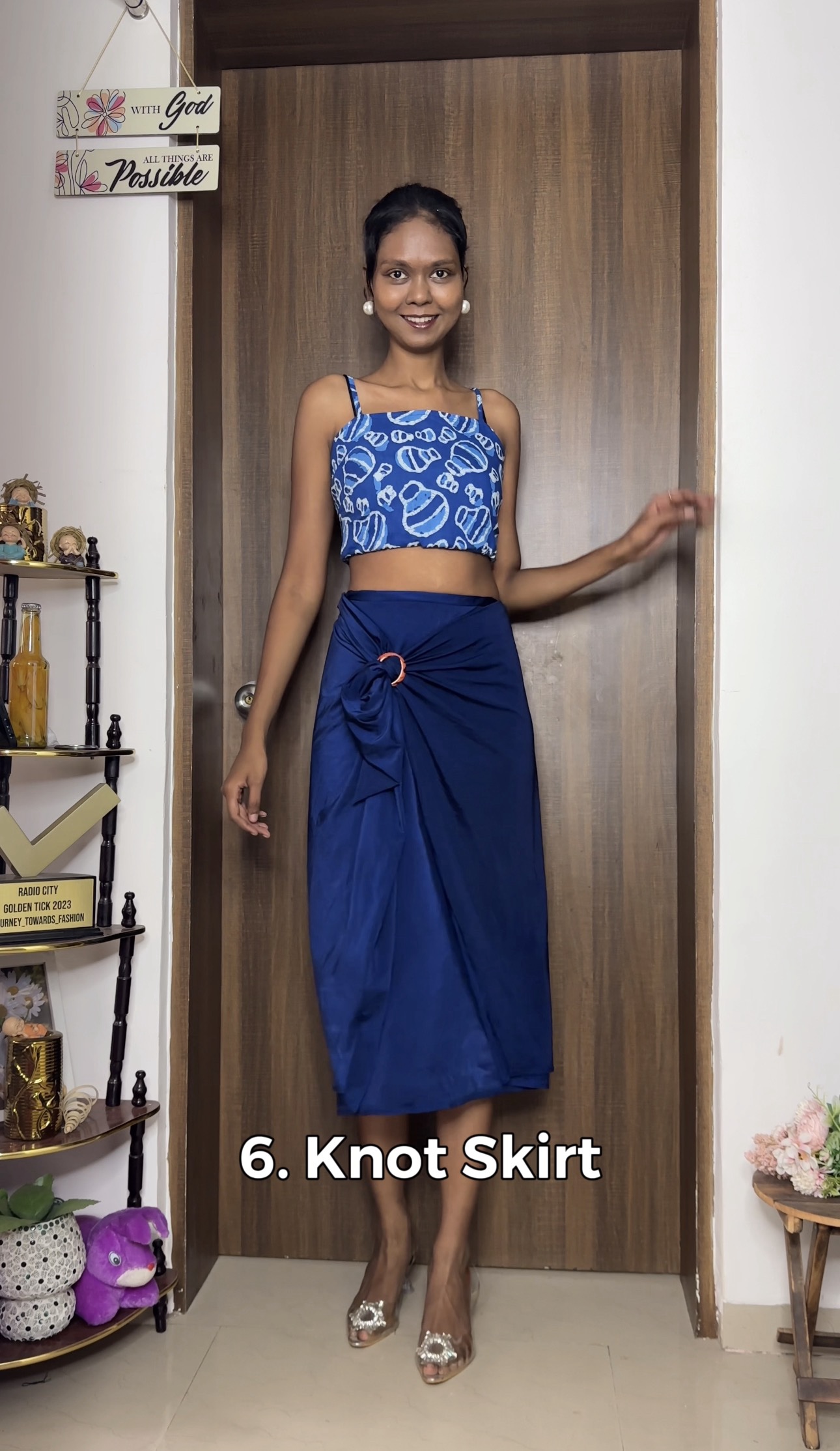 Blue Infinity Style Lycra Skirt