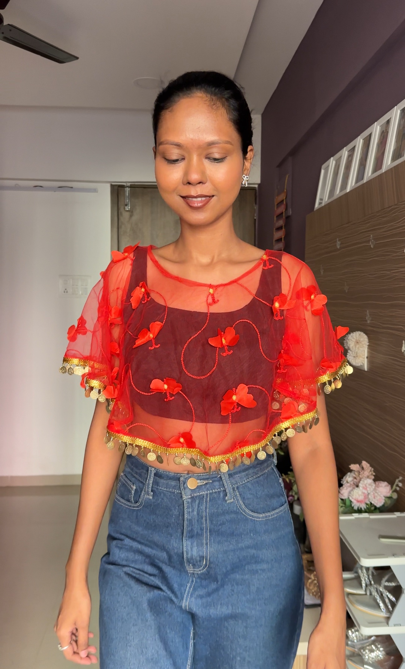 Red Butterfly Tassel Cape