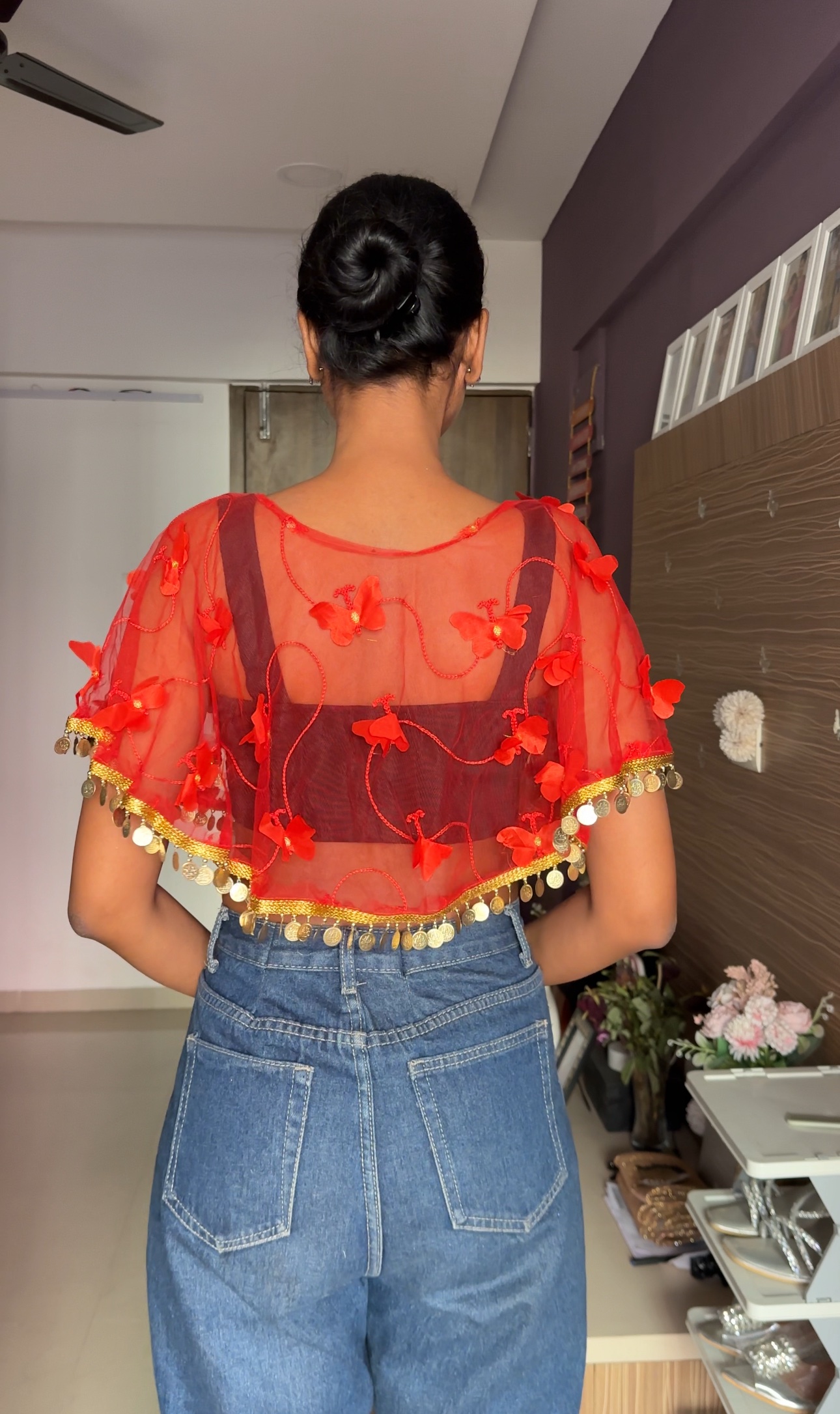 Red Butterfly Tassel Cape