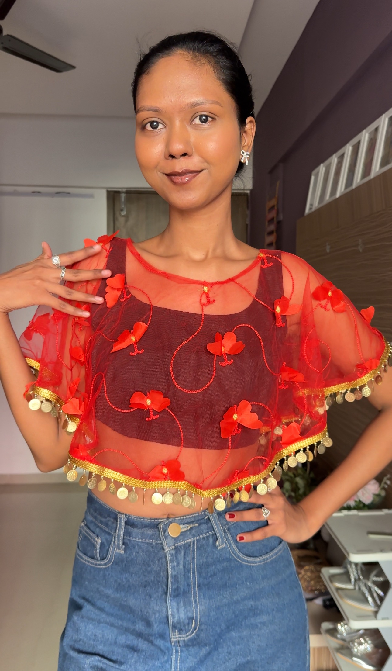 Red Butterfly Tassel Cape