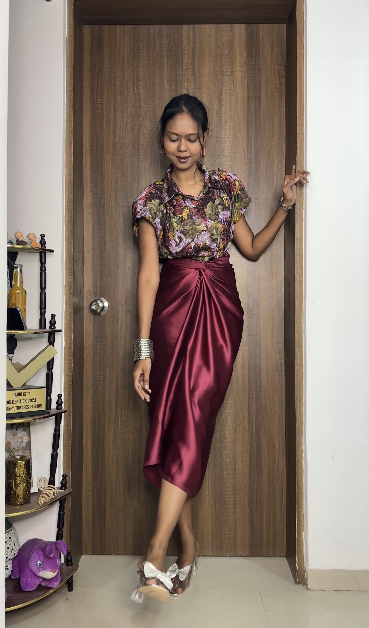 Maroon Satin Multiway Skirt