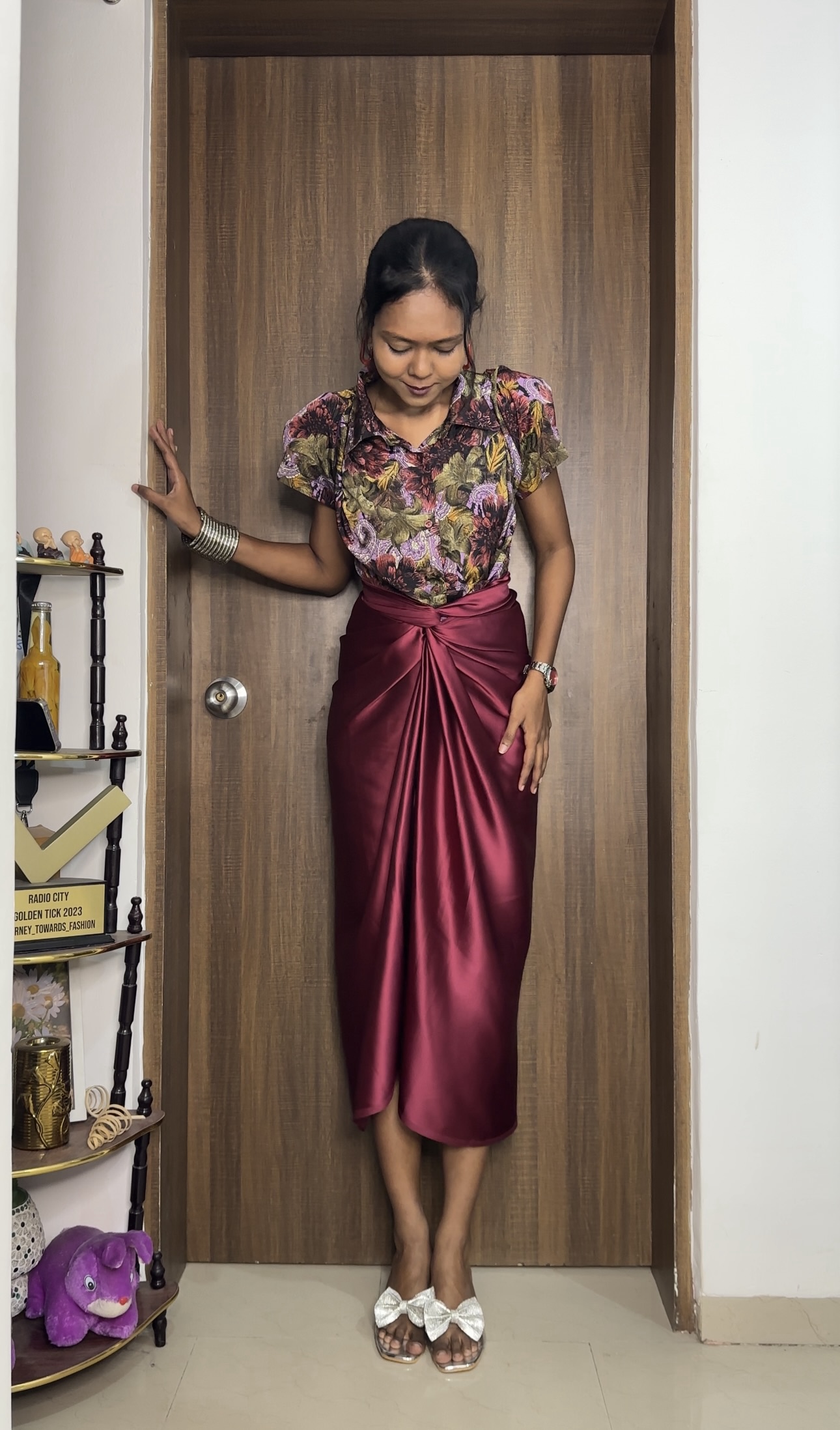 Maroon Satin Multiway Skirt