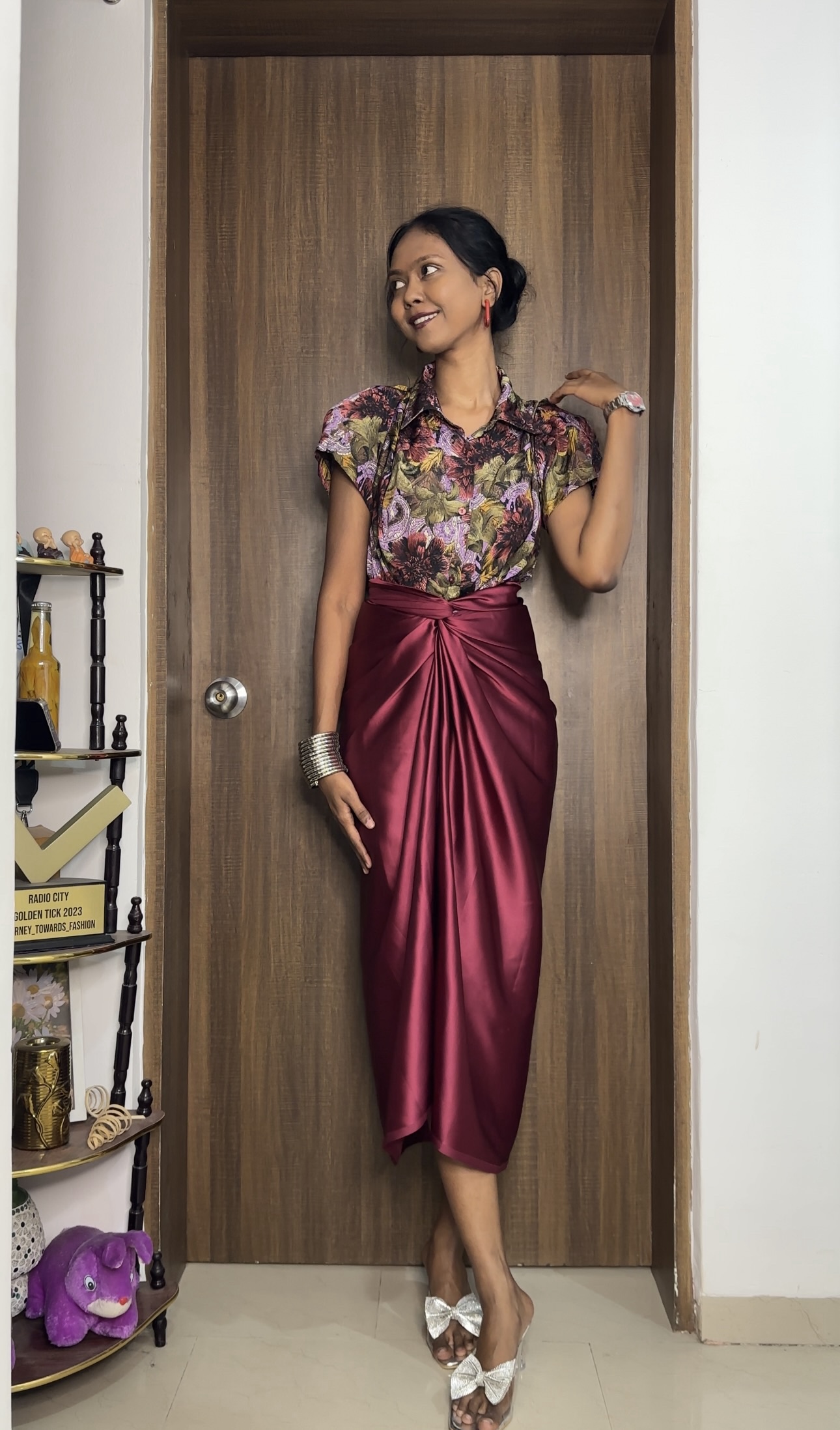 Maroon Satin Multiway Skirt
