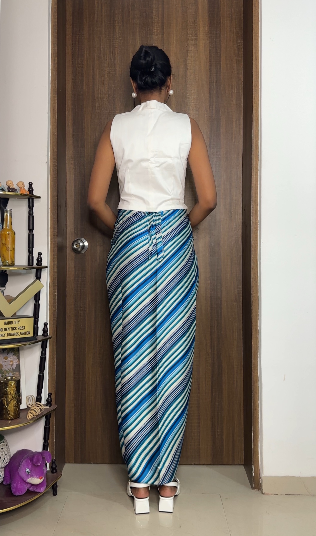 Blue Stripes satin multiway skirt